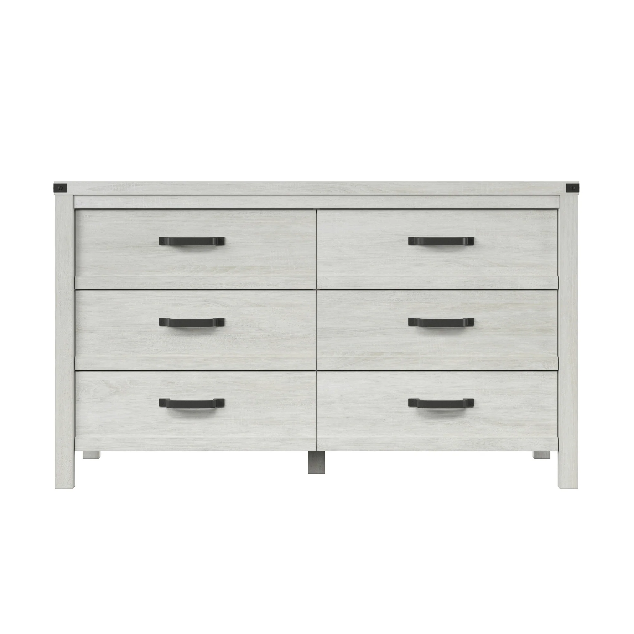 White Solid Wood Six Drawer Double Dresser By Homeroots - Image 2