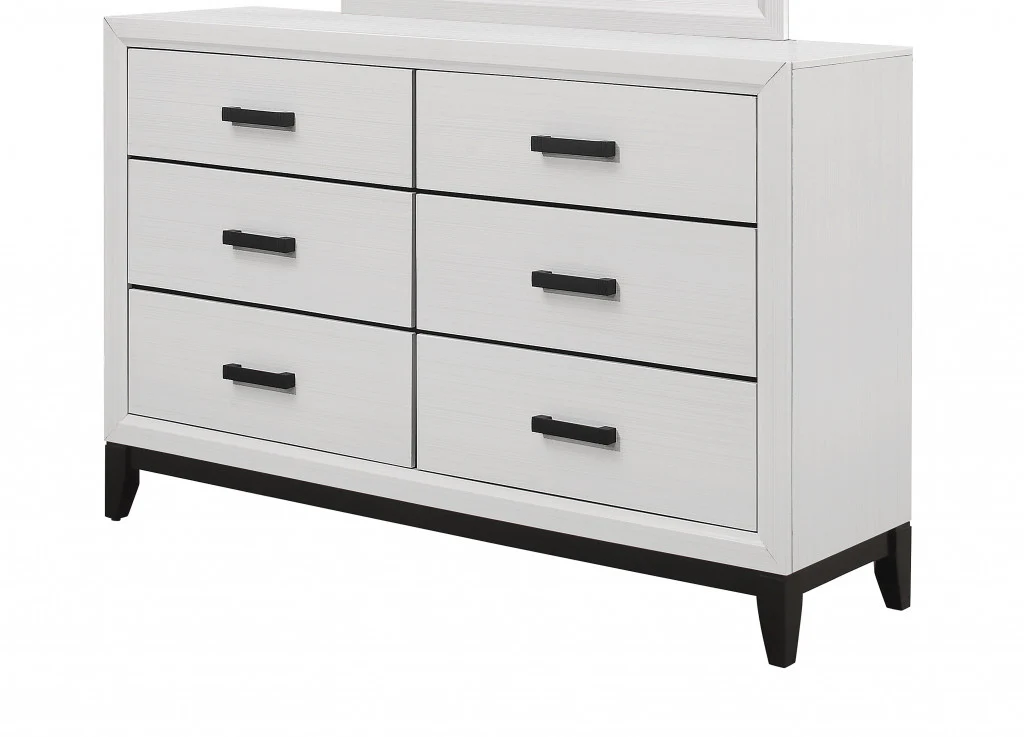 White Solid Wood Six Drawer Double Dresser By Homeroots - Image 3