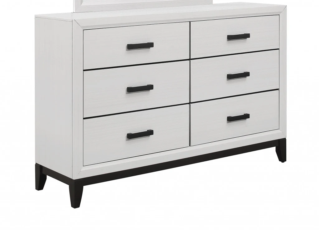 White Solid Wood Six Drawer Double Dresser By Homeroots - Image 4