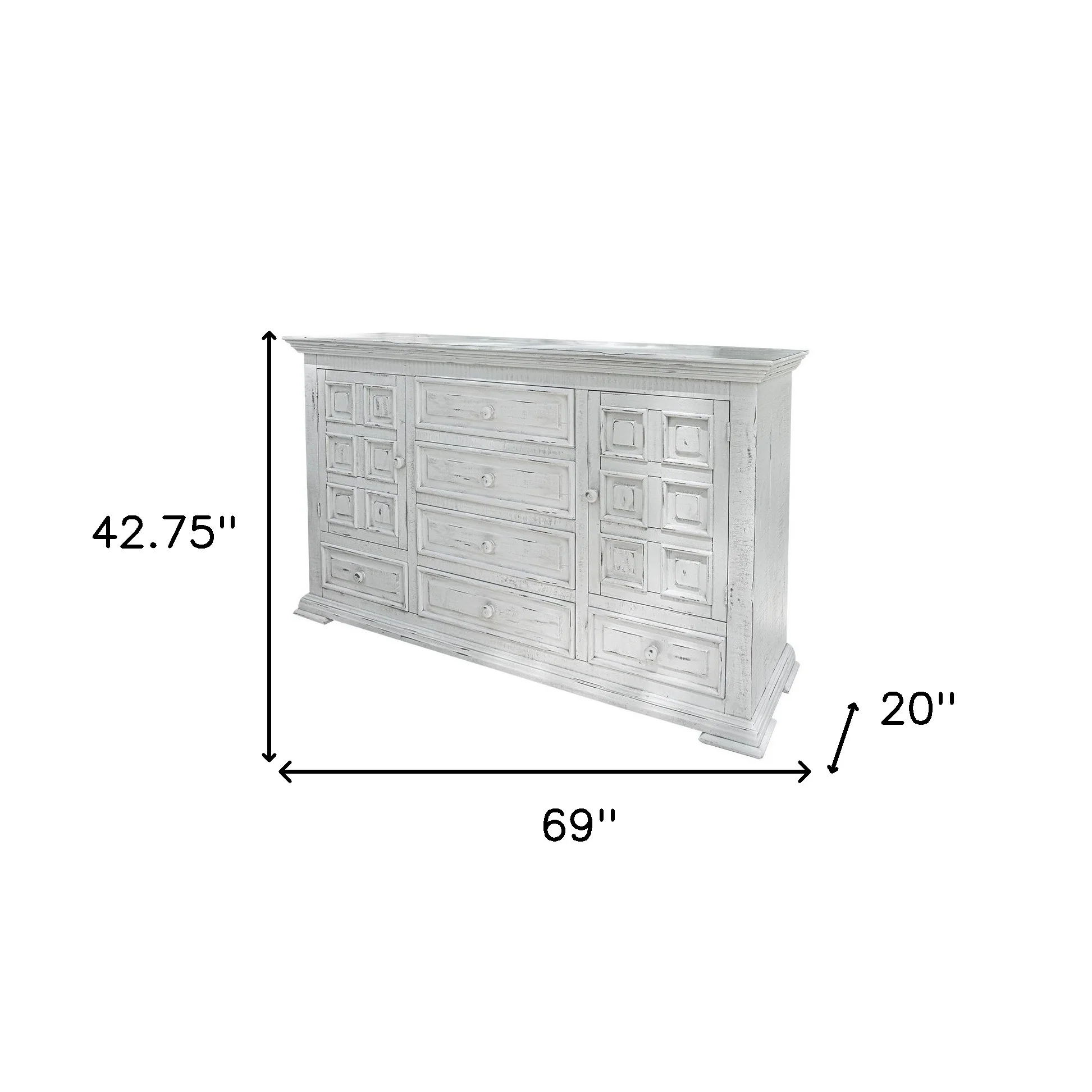 White Solid Wood Six Drawer Triple Dresser By Homeroots - Image 4