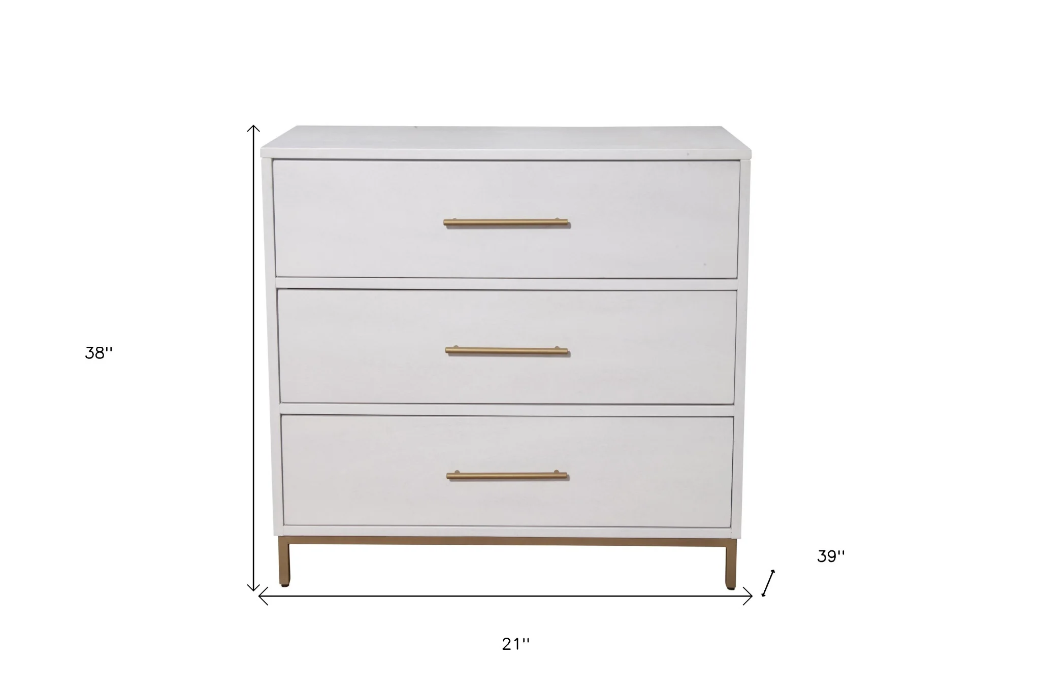White Solid Wood Three Drawer Chest By Homeroots - Image 4