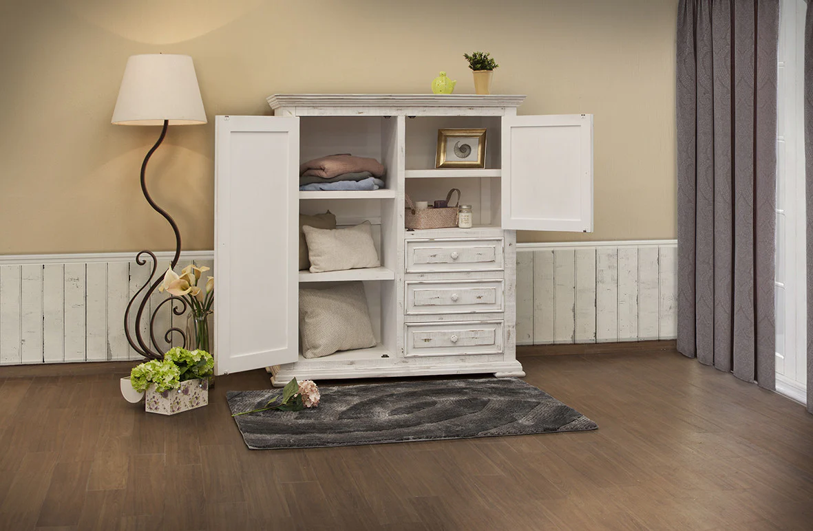 White Solid Wood Three Drawer Gentlemans Chest By Homeroots - Image 4