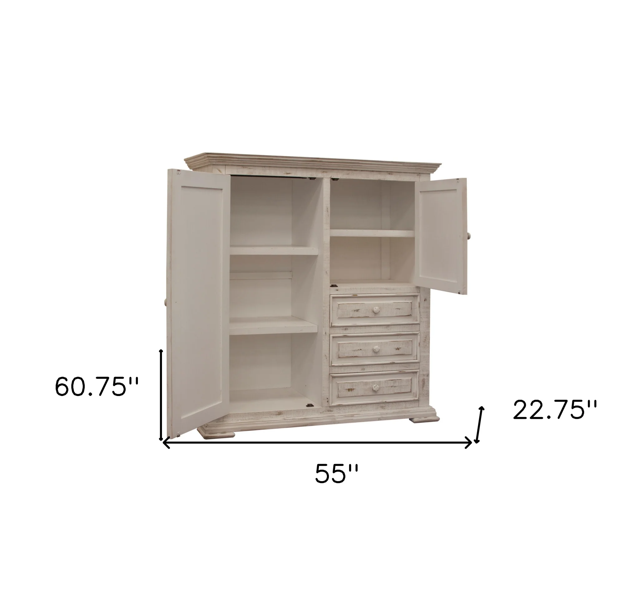 White Solid Wood Three Drawer Gentlemans Chest By Homeroots - Image 5