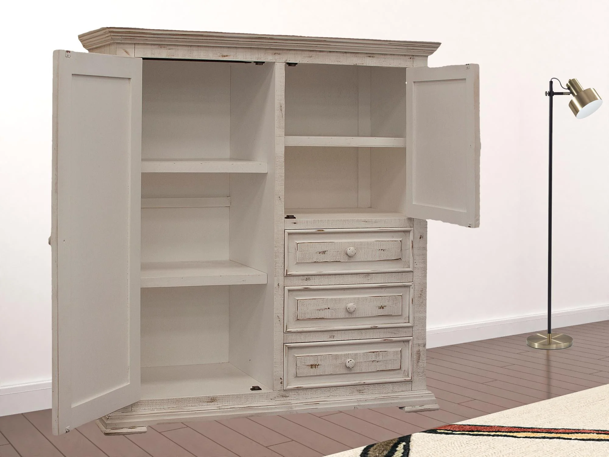 White Solid Wood Three Drawer Gentlemans Chest By Homeroots - Image 6
