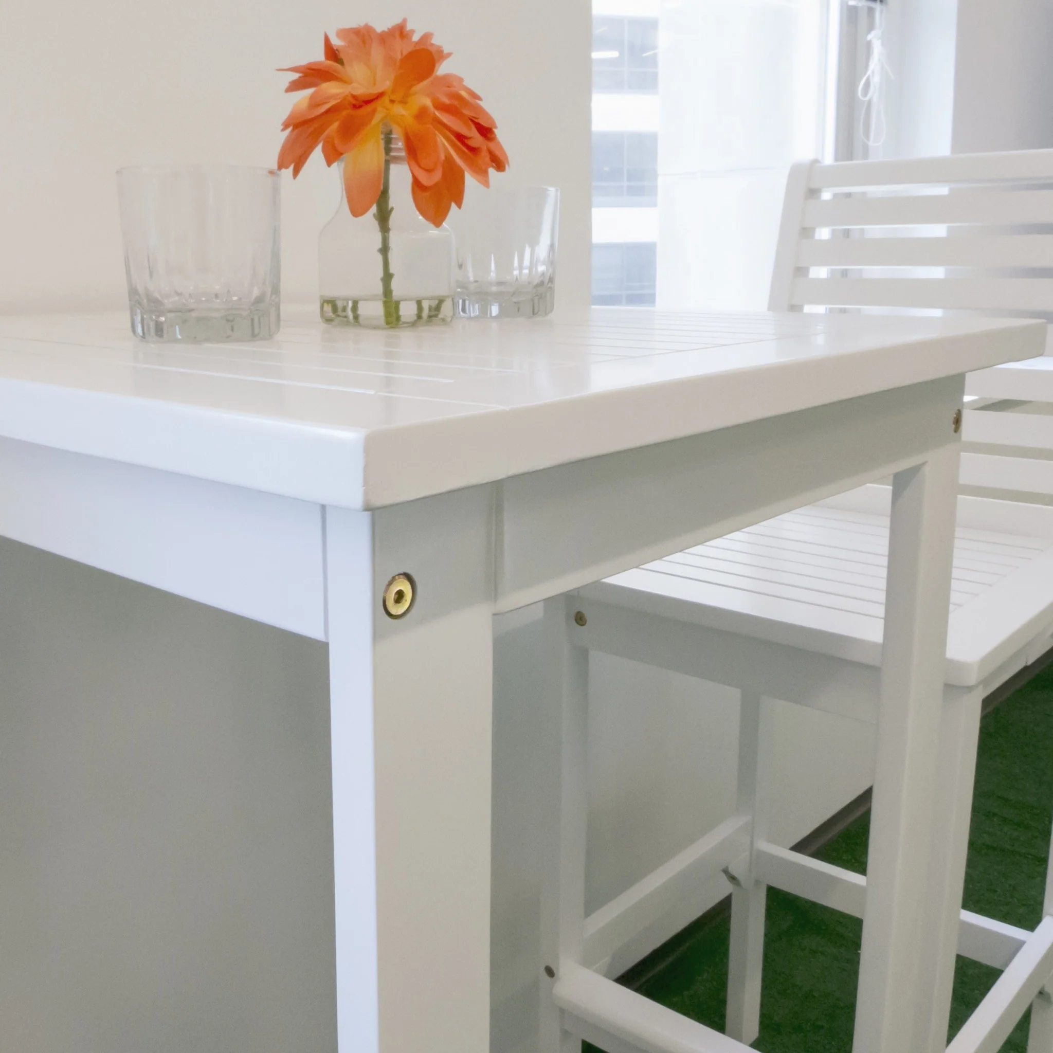 White Square Bar Table By Homeroots - Image 2