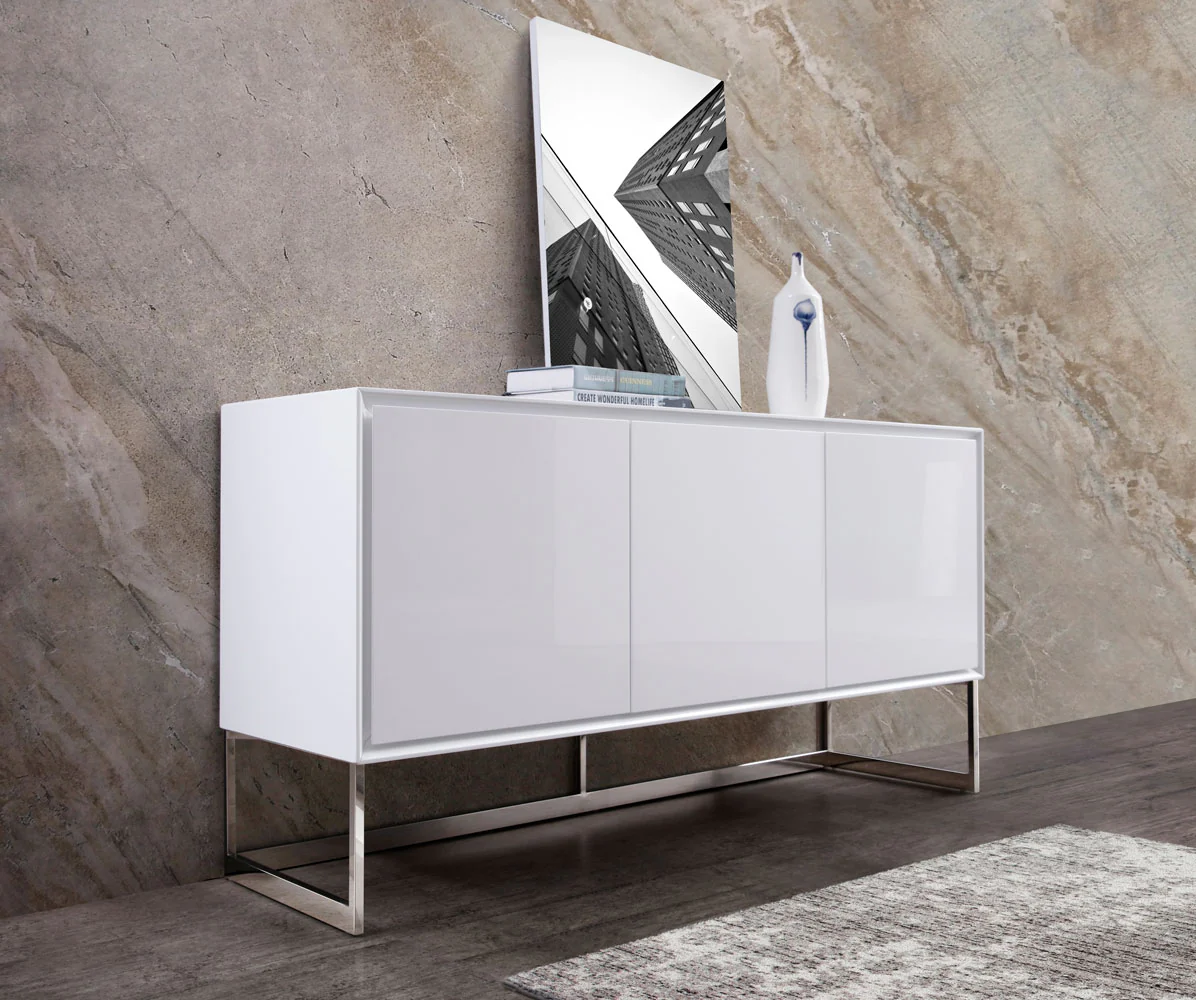 White Stainless Steel Buffet By Homeroots - 320851 - Image 3