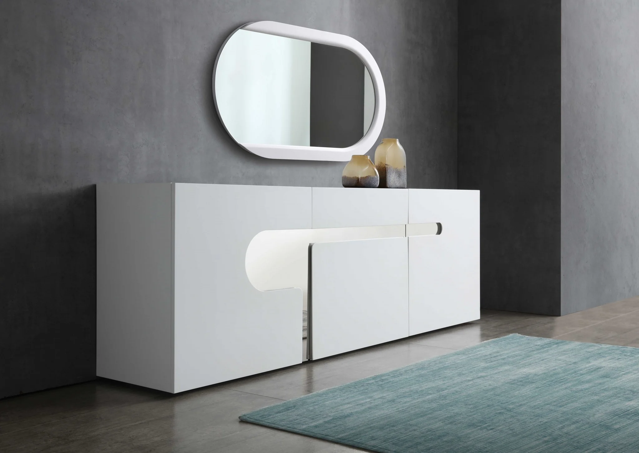 White Stainless Steel Mirror By Homeroots - Image 4
