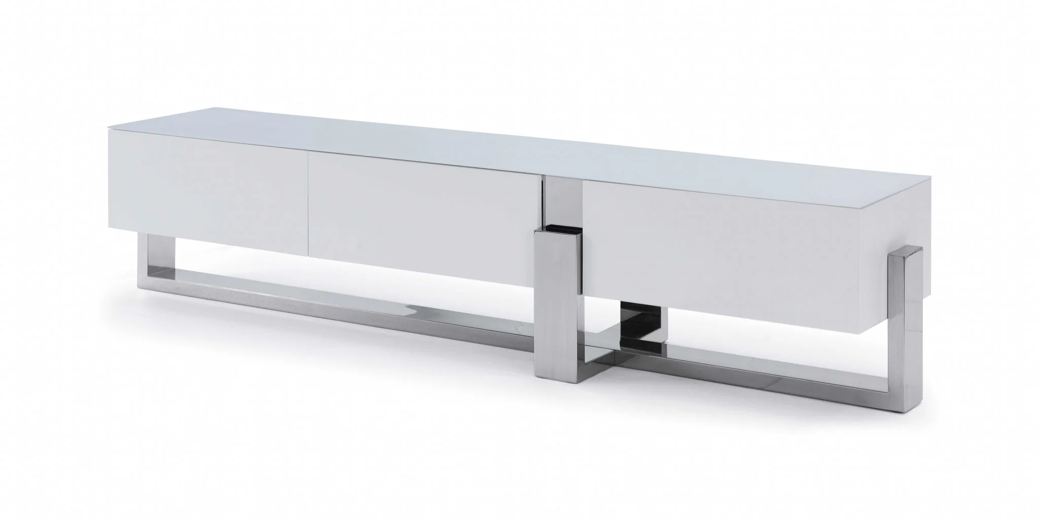 White Stainless Steel TV Unit By Homeroots - Image 2