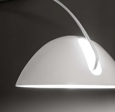White Steel Arched With White Metal Shade By Homeroots - Image 4