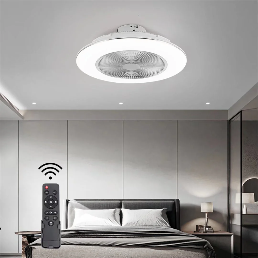 White Stylish LED Ceiling Lamp And Fan By Homeroots - Image 2