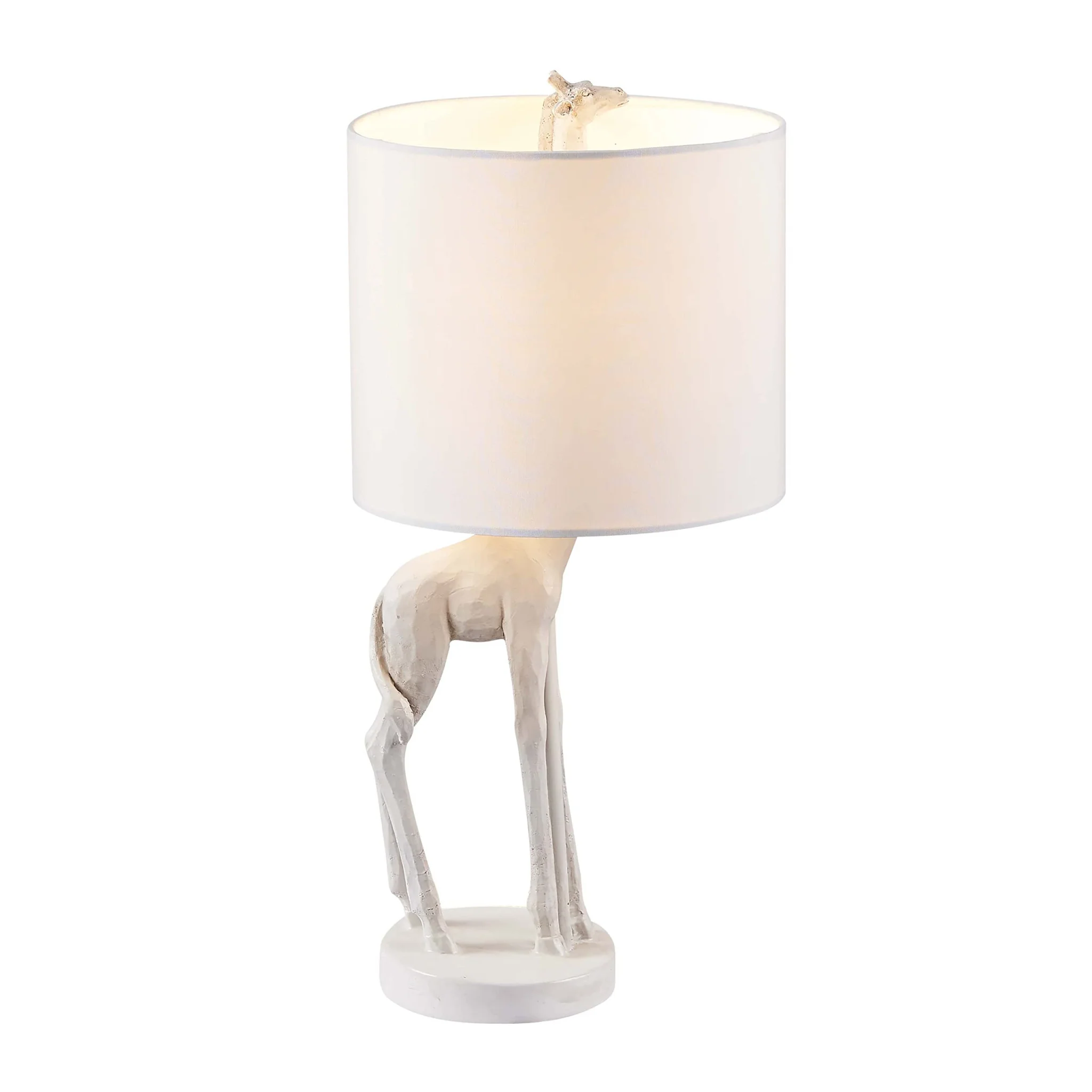 White Textured Giraffe Table Lamp With White Drum Shade By Homeroots - Image 2