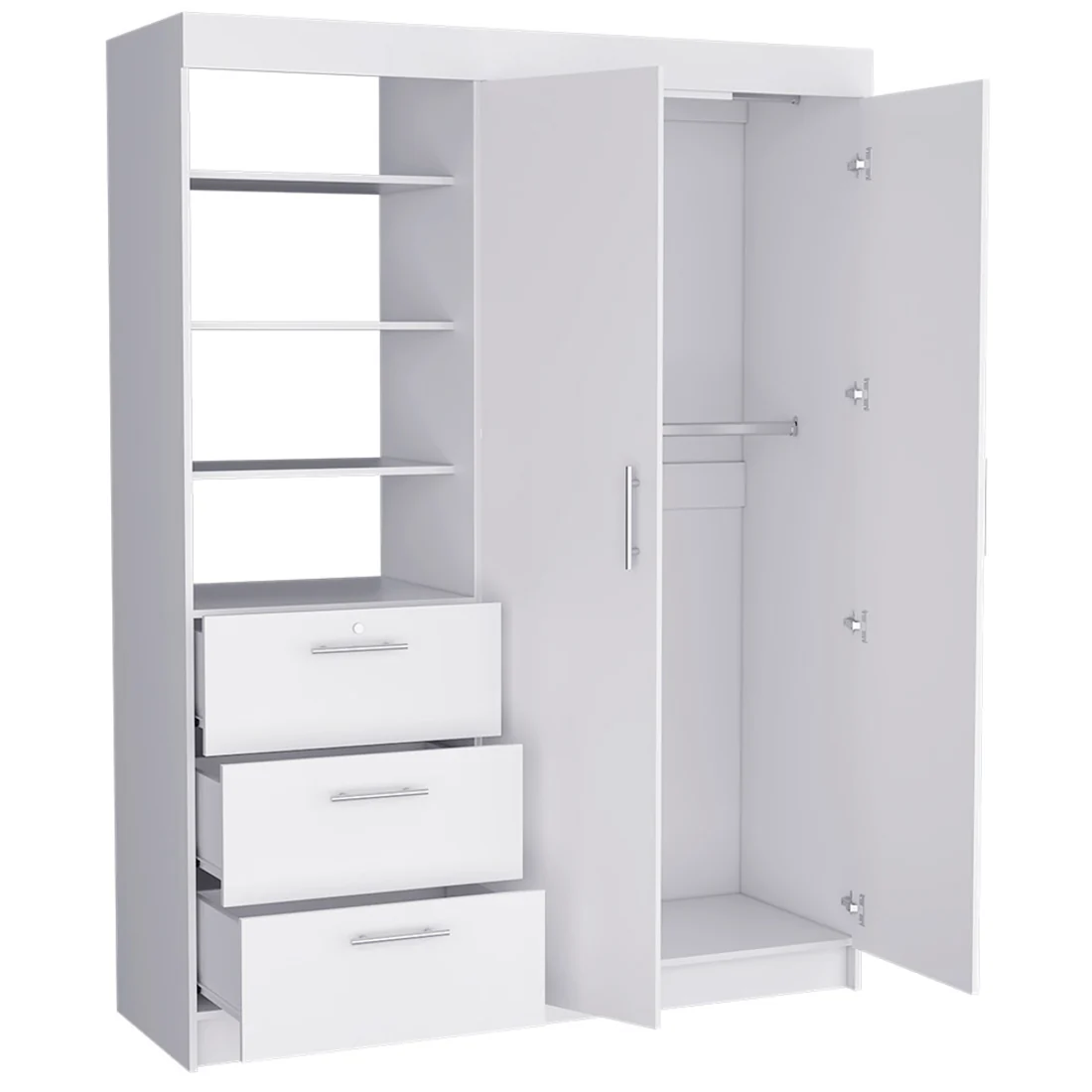 White Three Drawer Combo Dresser By Homeroots - Image 3