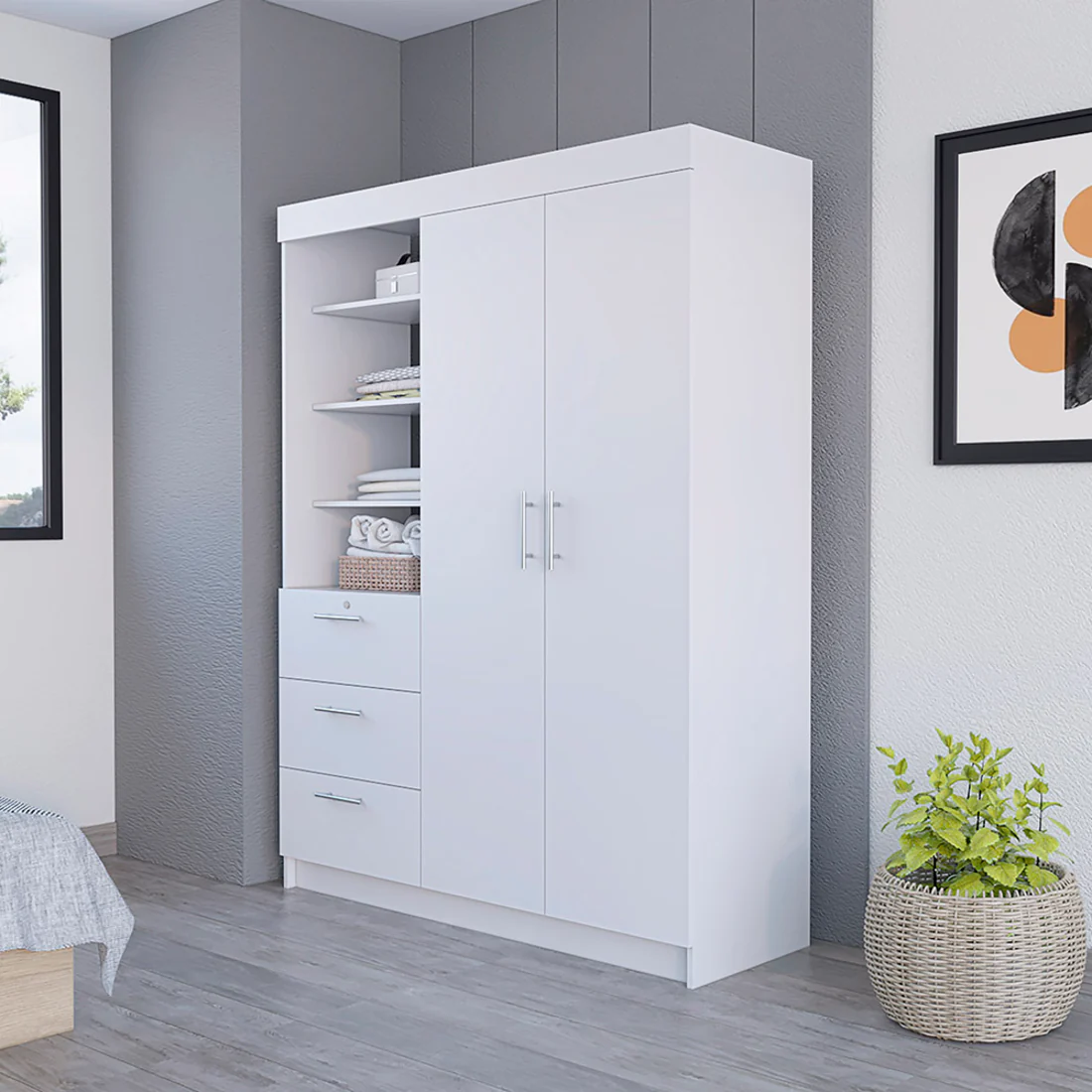 White Three Drawer Combo Dresser By Homeroots - Image 6