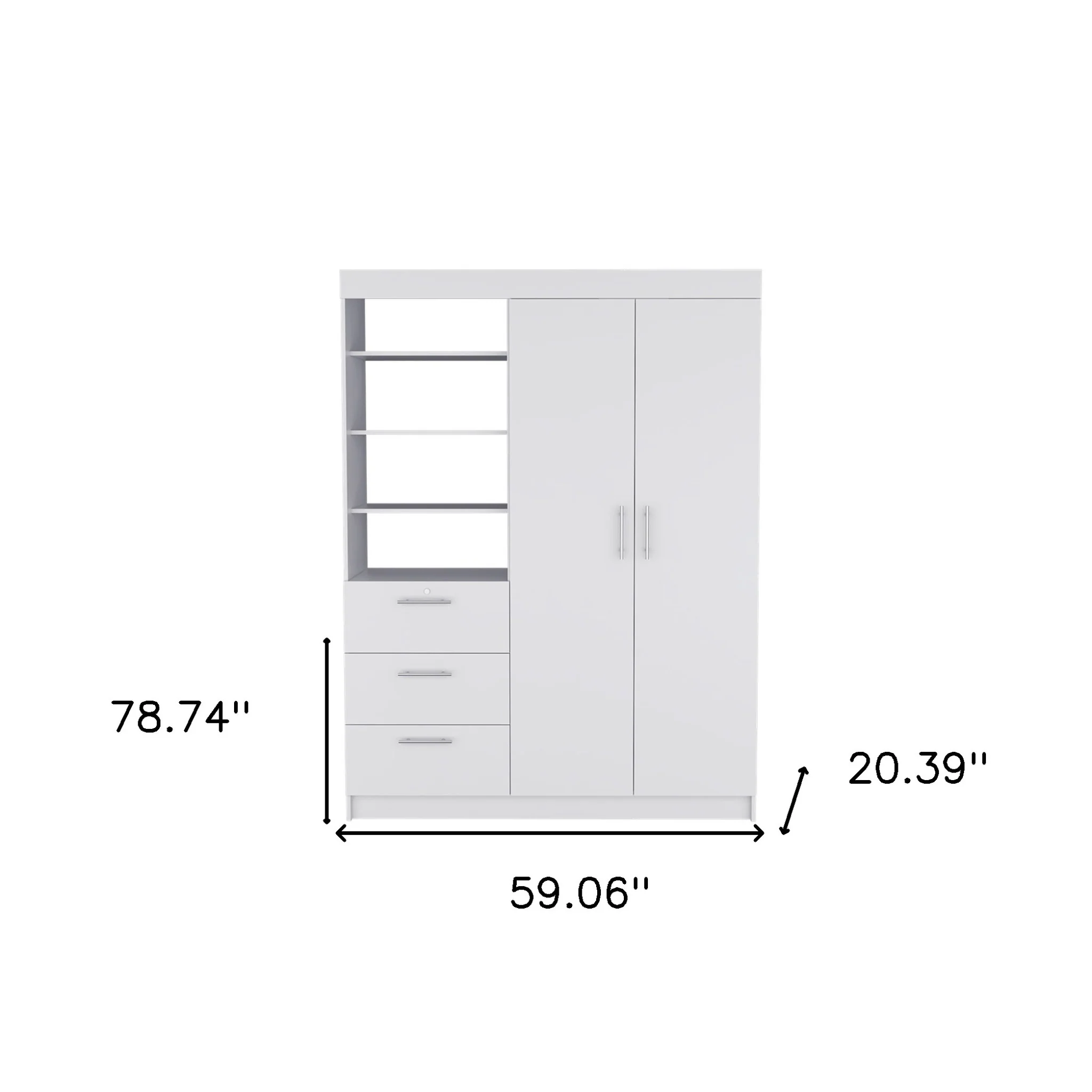 White Three Drawer Combo Dresser By Homeroots - Image 7