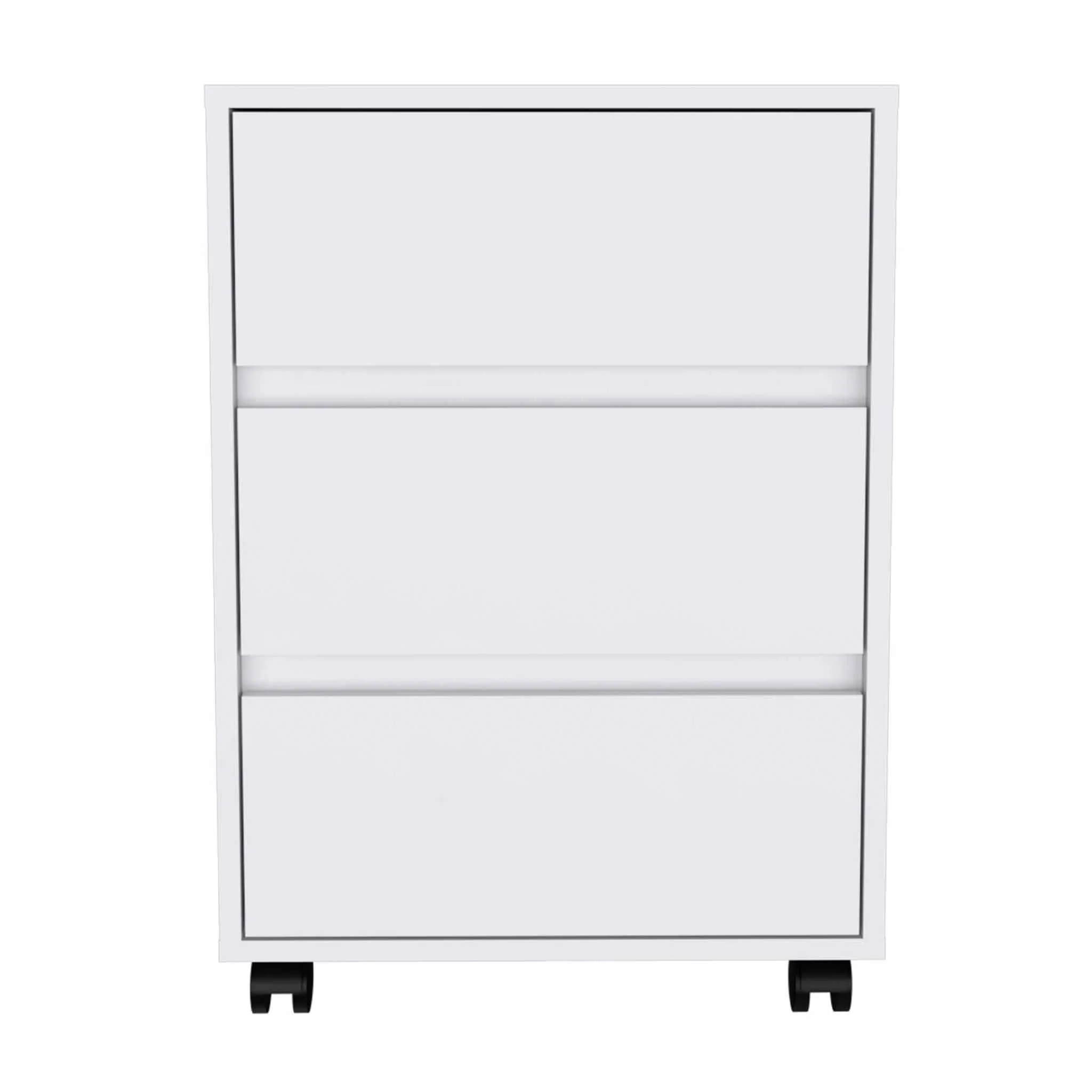 White Three Drawer Rolling Cabinet By Homeroots - Image 2