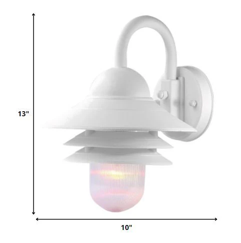White Three Tier Lamp Shade Outdoor Wall Light By Homeroots - Image 2