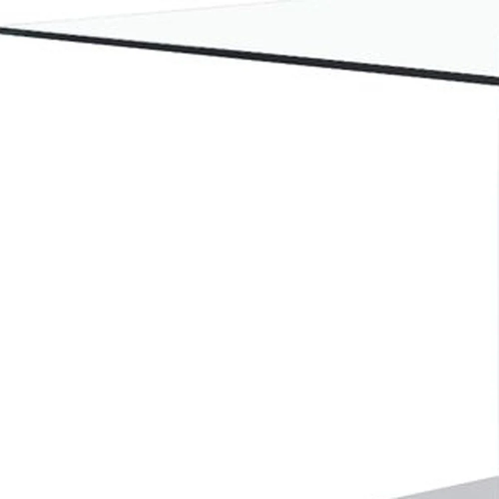 White Tone Geometrical Style Base With Rectangular Glass Top Dining Table By Homeroots - Image 4