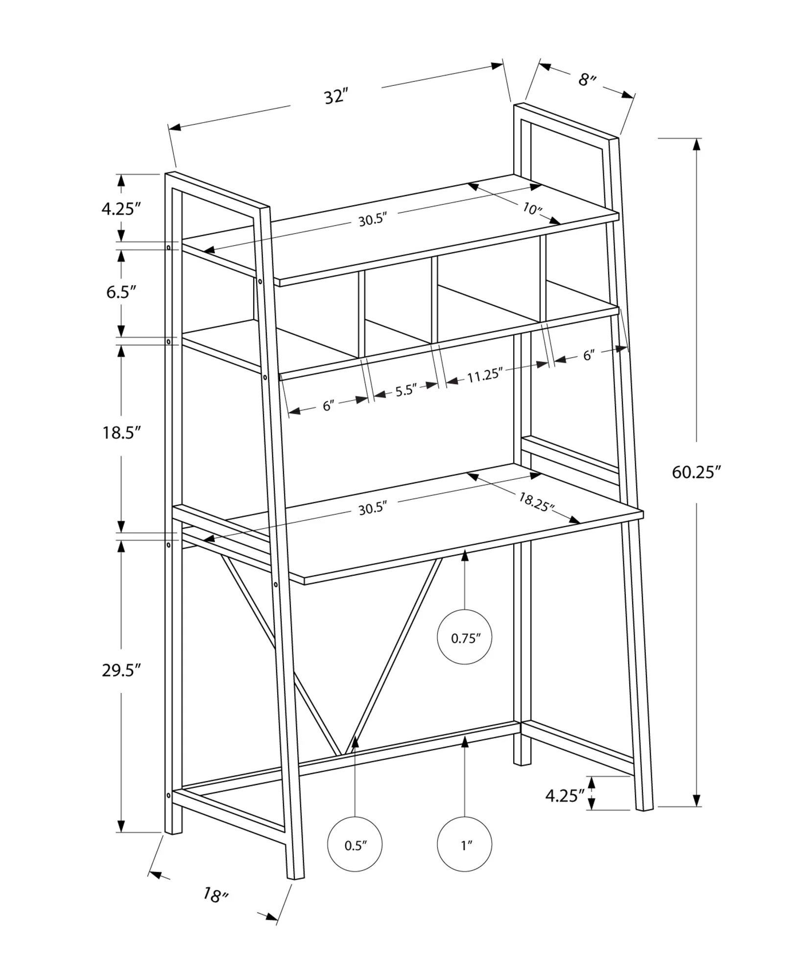 White TopwithWhite Metal Computer Desk By Homeroots - Image 3
