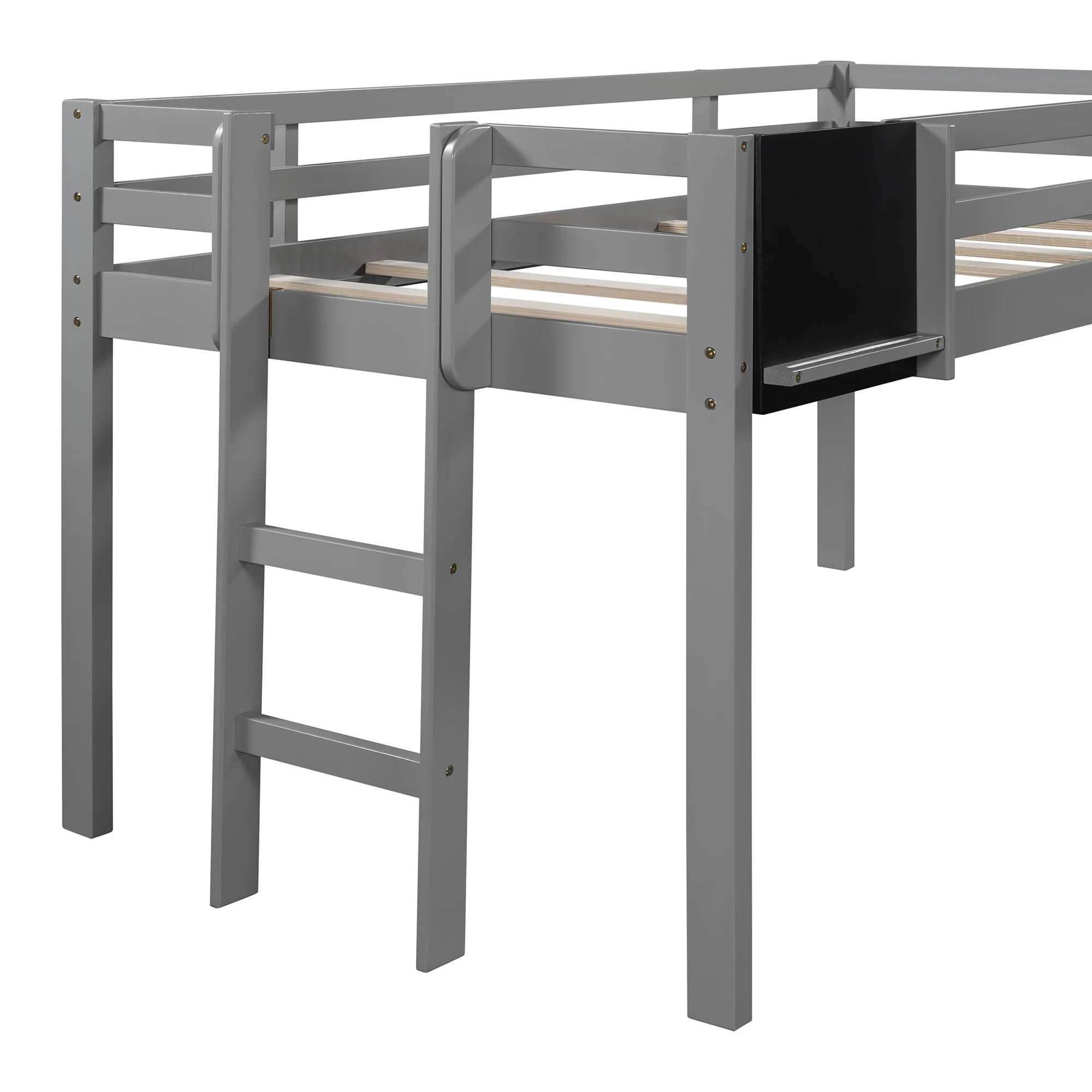 White Twin Loft Bed Bed Chalkboard And Slide By Homeroots - Image 14