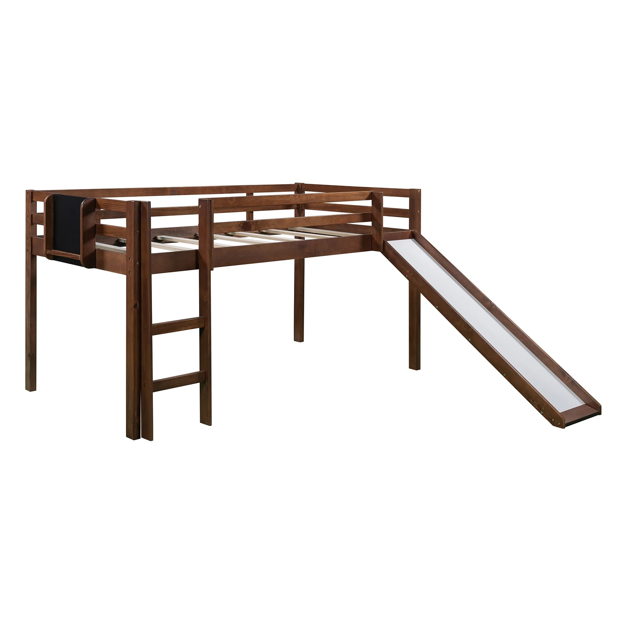 White Twin Loft Bed Bed Chalkboard And Slide By Homeroots - Image 22
