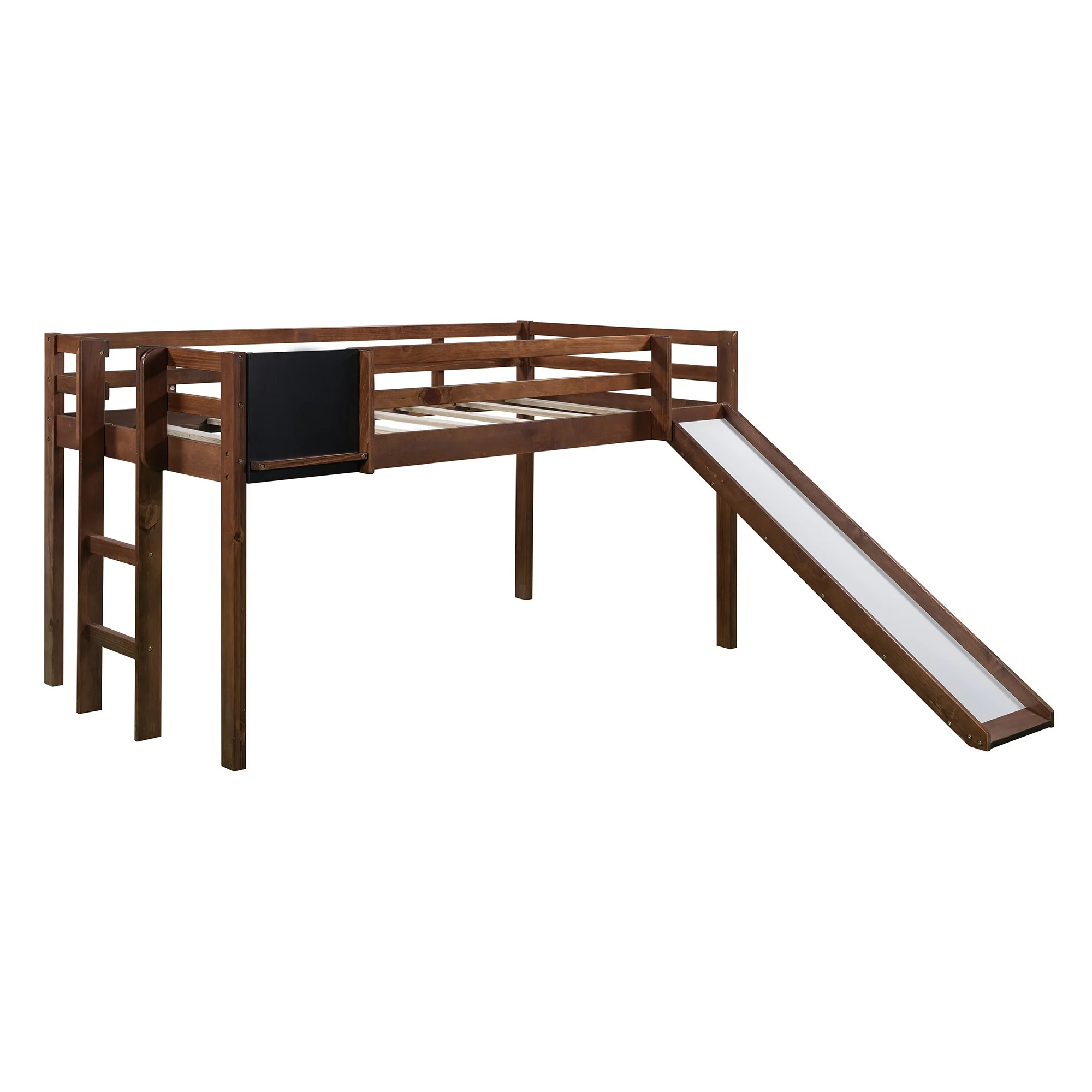 White Twin Loft Bed Bed Chalkboard And Slide By Homeroots - Image 23