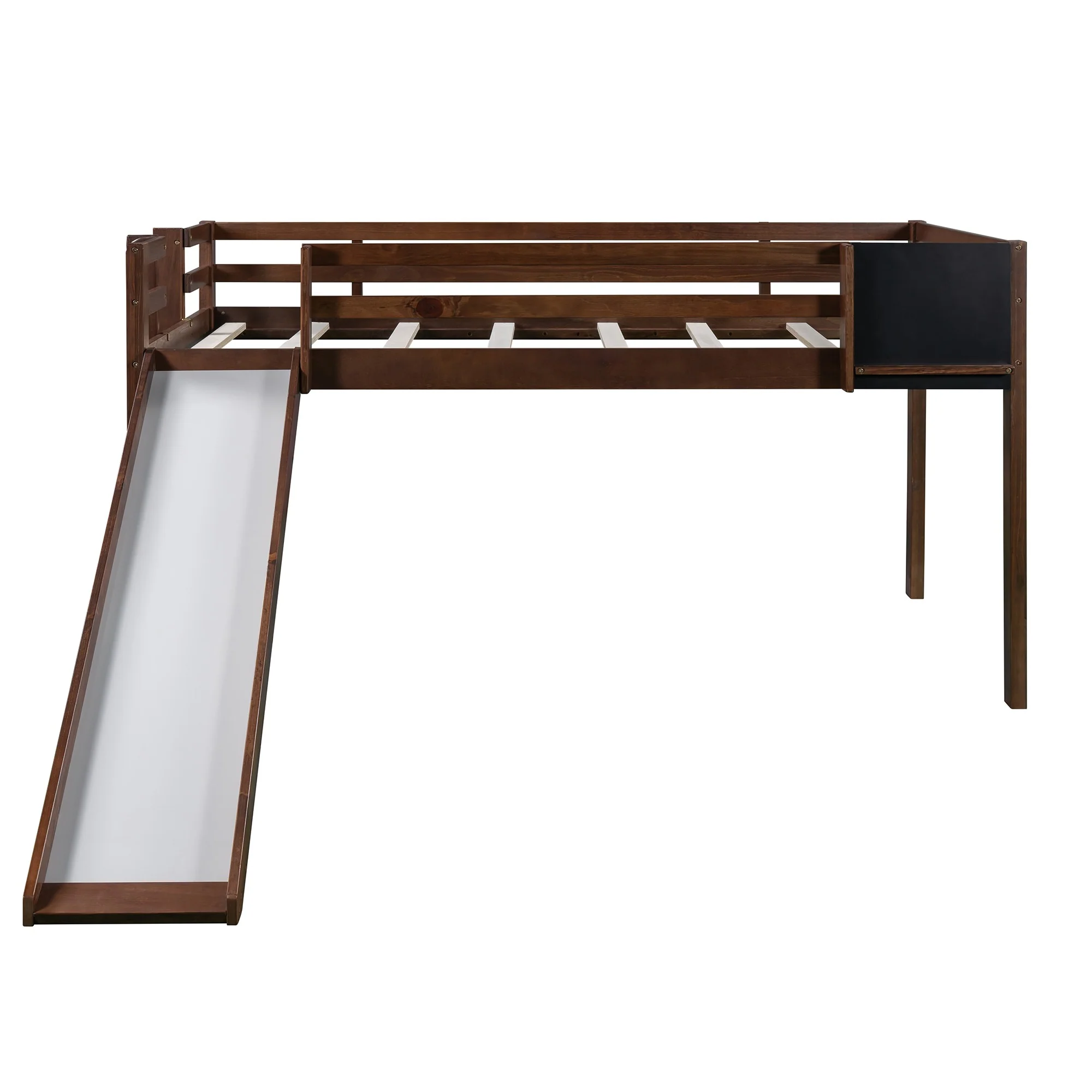 White Twin Loft Bed Bed Chalkboard And Slide By Homeroots - Image 24