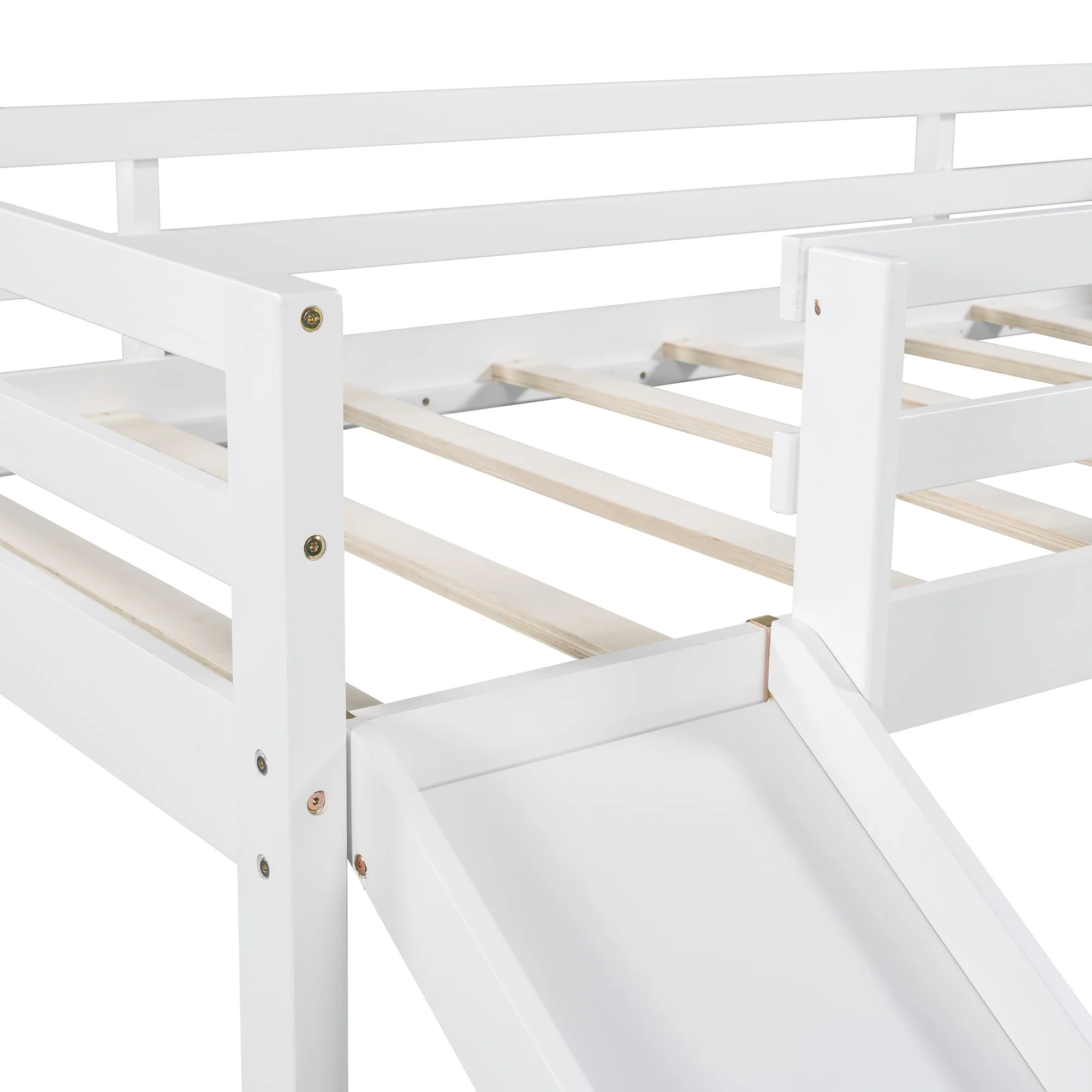 White Twin Loft Bed Bed Chalkboard And Slide By Homeroots - Image 6