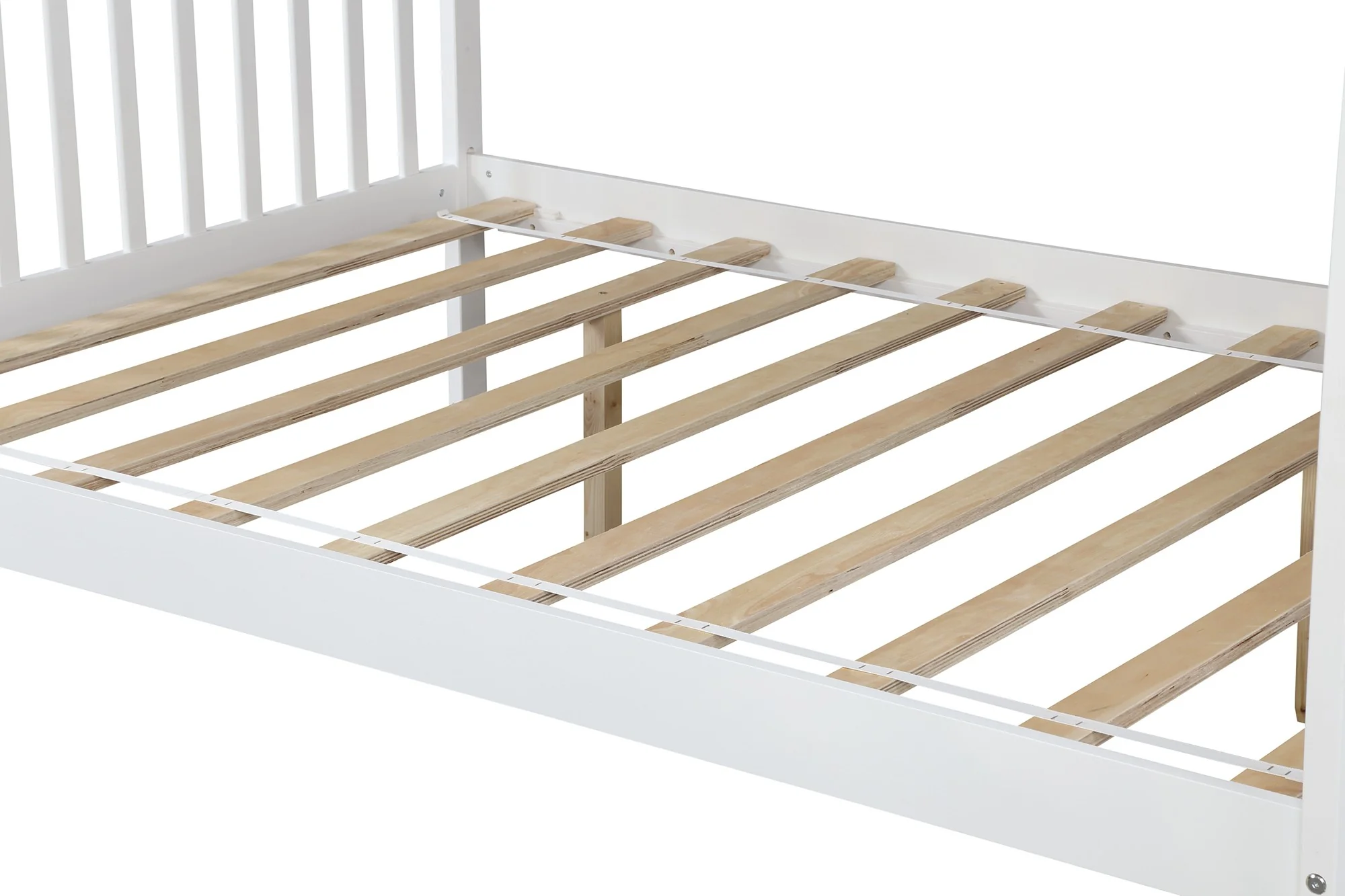 White Twin Over Full Farmhouse Style Bunk Bed With Staircase By Homeroots - Image 8