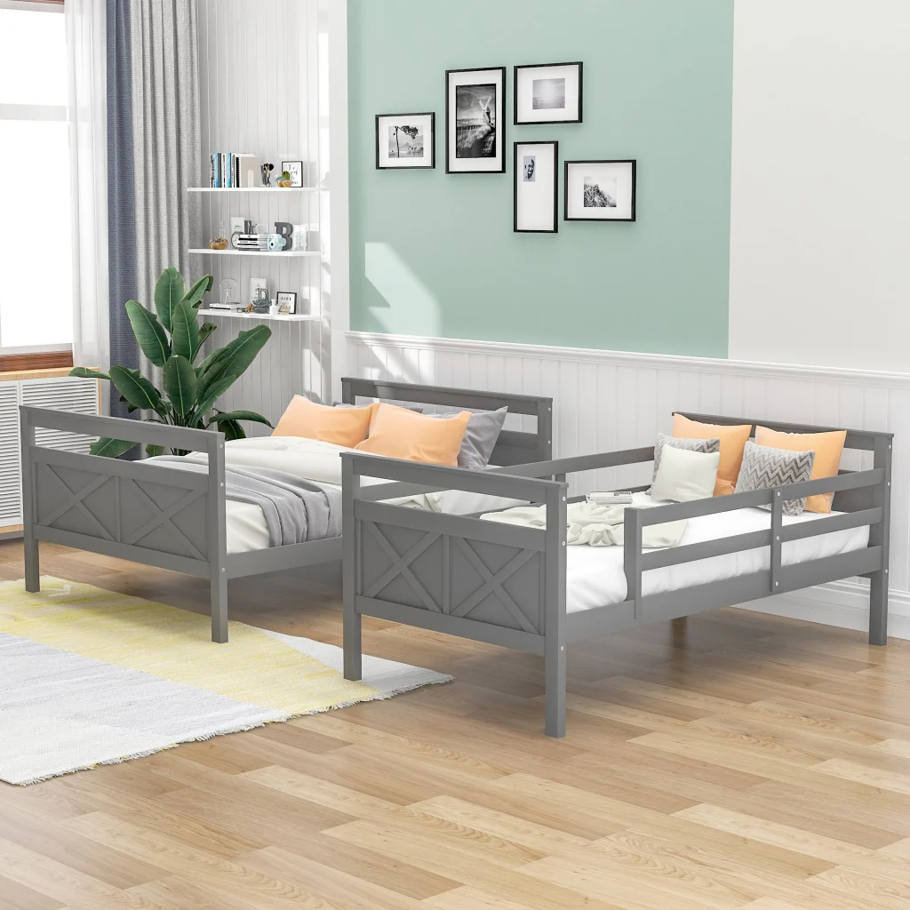 White Twin Over Full Size Bunk Bed By Homeroots - Image 11