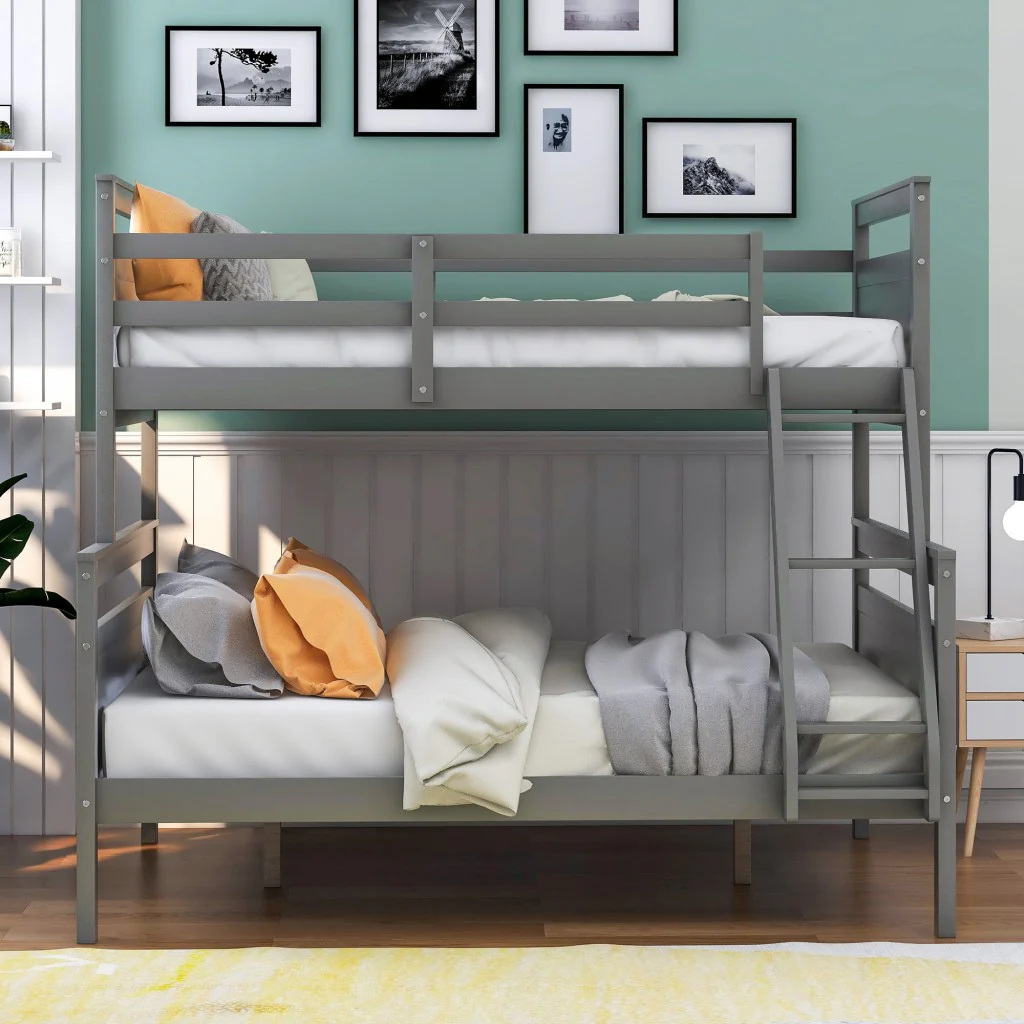 White Twin Over Full Size Bunk Bed By Homeroots - Image 12