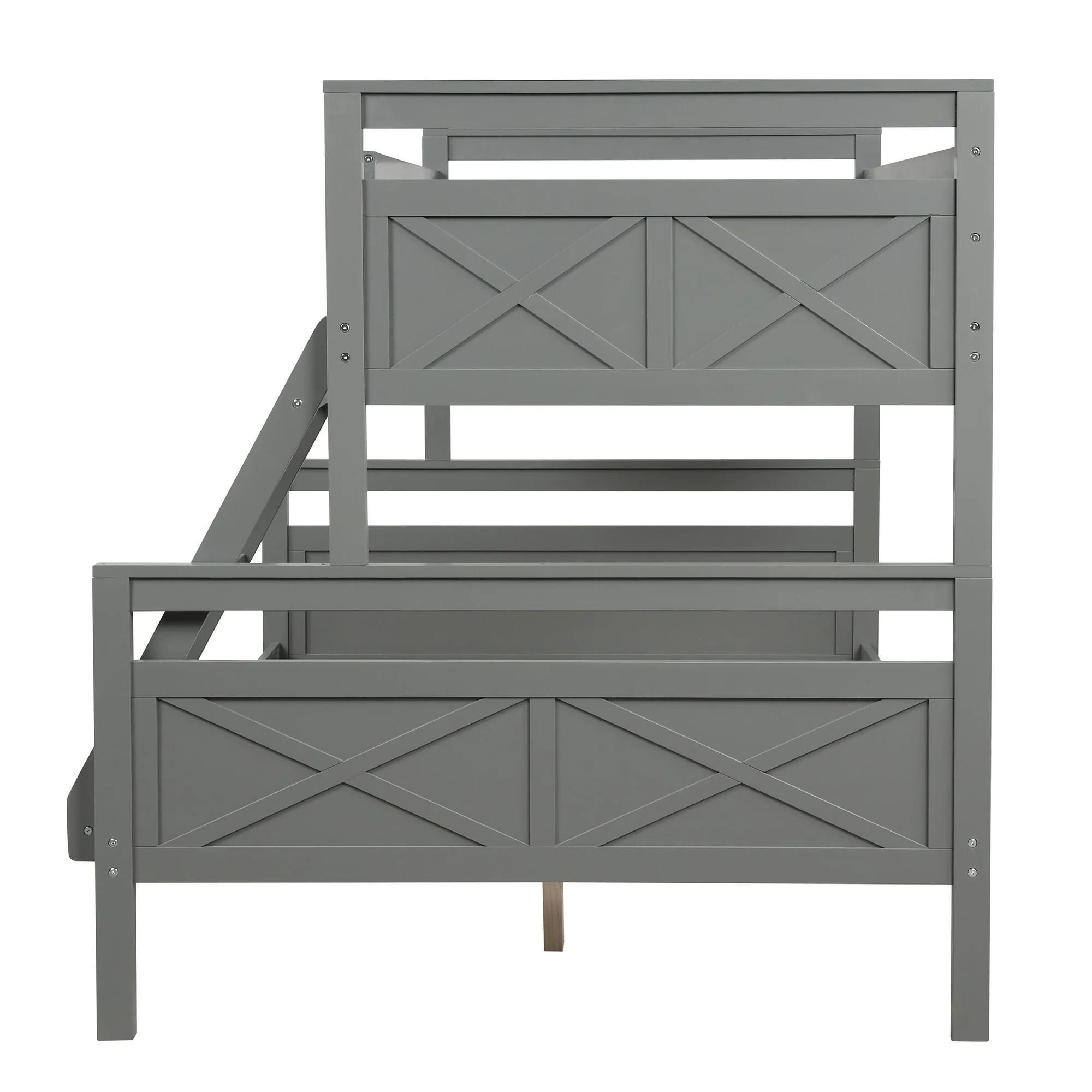 White Twin Over Full Size Bunk Bed By Homeroots - Image 18