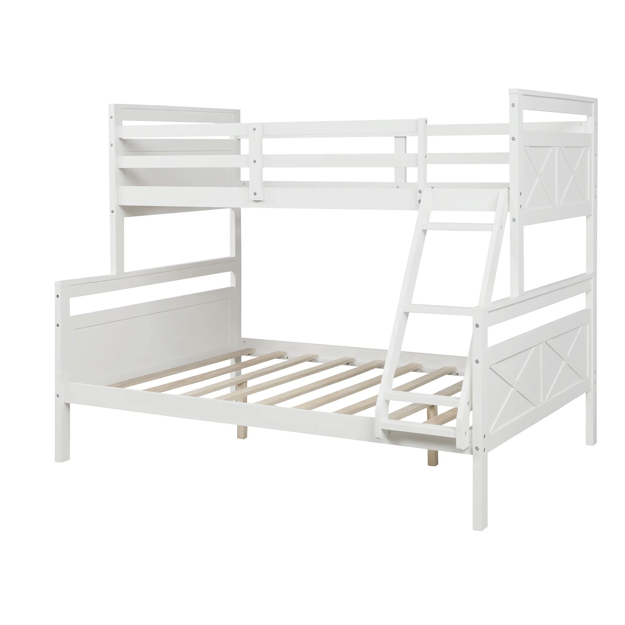 White Twin Over Full Size Bunk Bed By Homeroots - Image 6