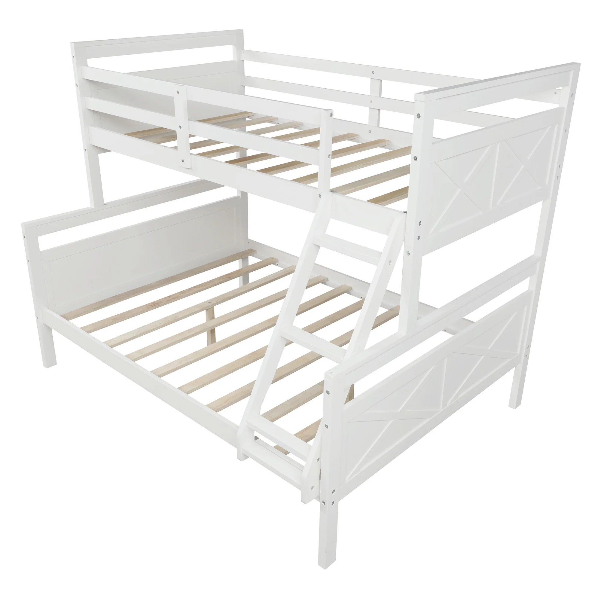 White Twin Over Full Size Bunk Bed By Homeroots - Image 8