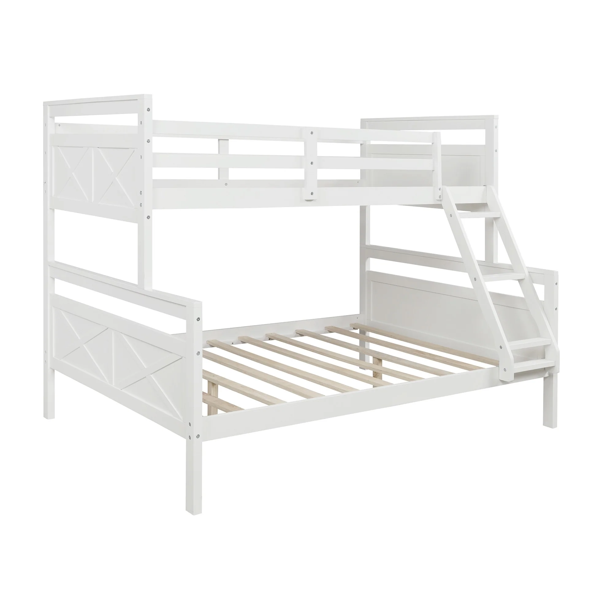 White Twin Over Full Size Bunk Bed By Homeroots - Image 9