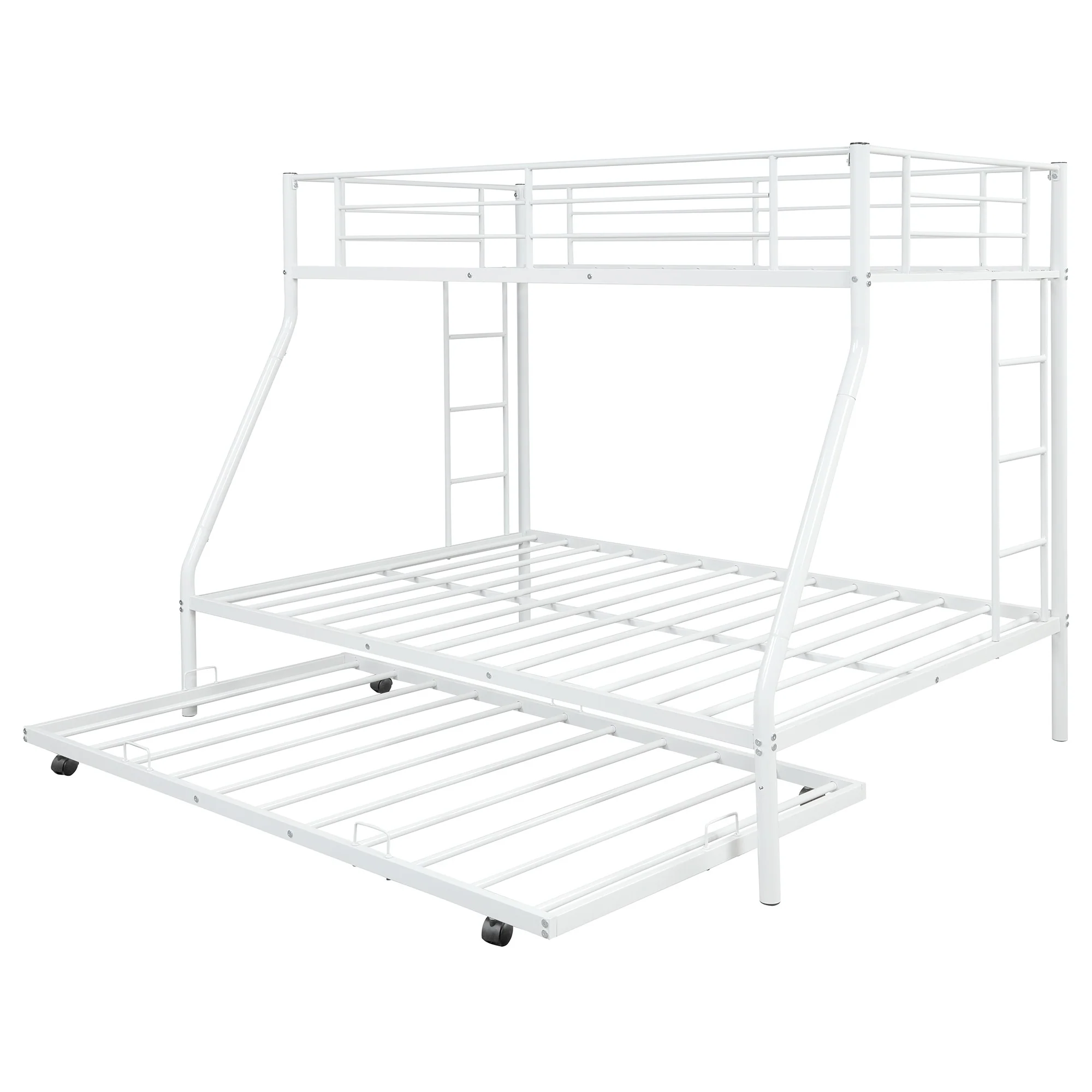 White Twin Over Full Size Bunk Bed With Trundle By Homeroots - Image 5