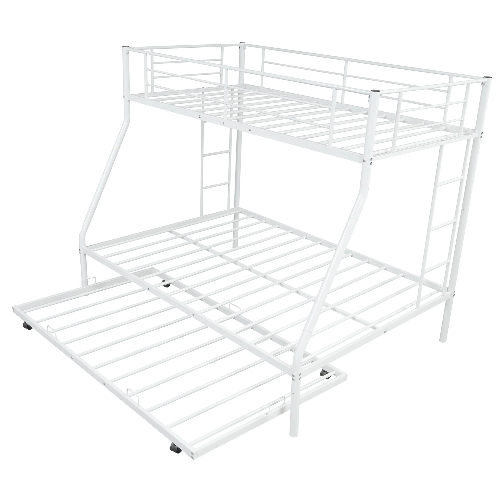 White Twin Over Full Size Bunk Bed With Trundle By Homeroots - Image 6