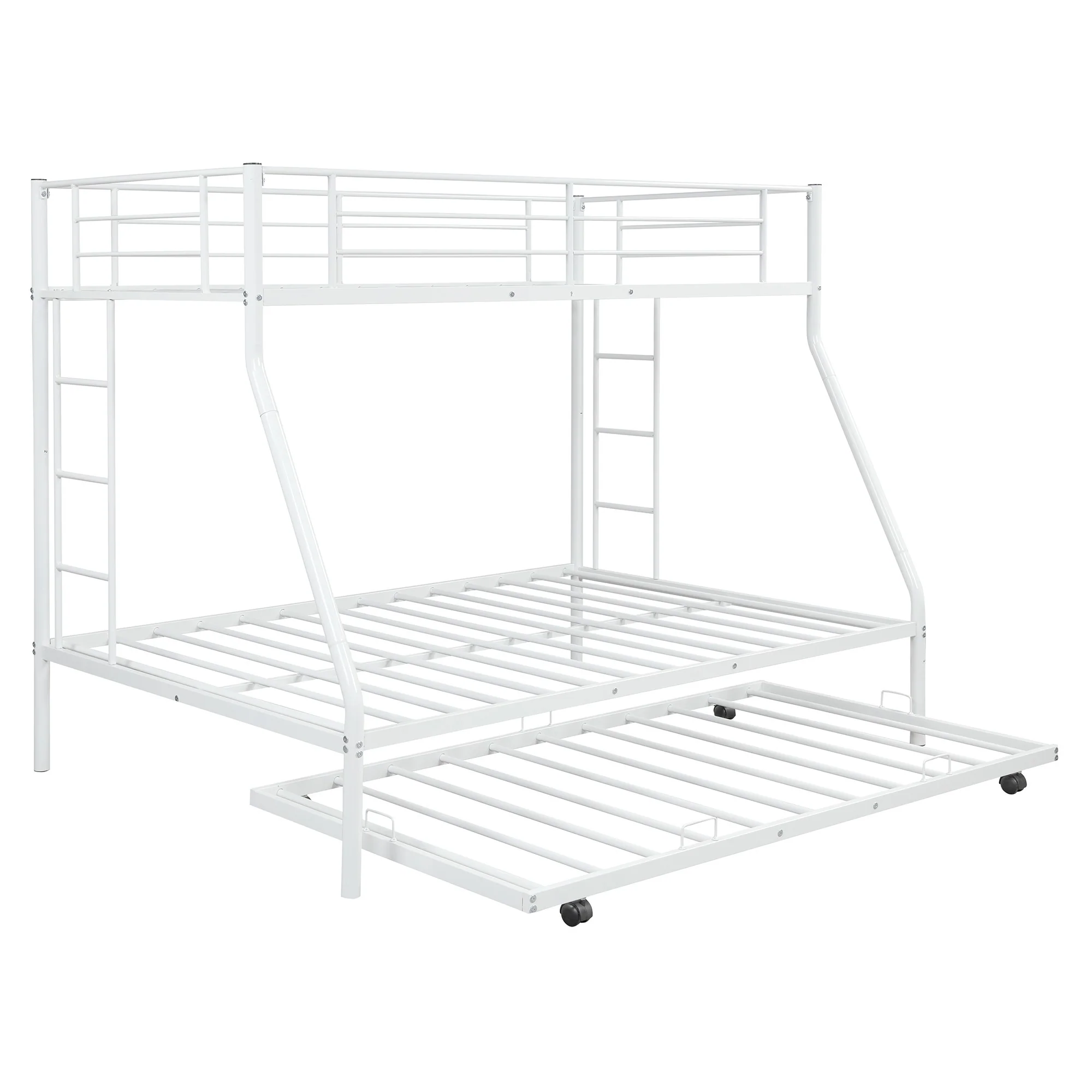 White Twin Over Full Size Bunk Bed With Trundle By Homeroots - Image 8