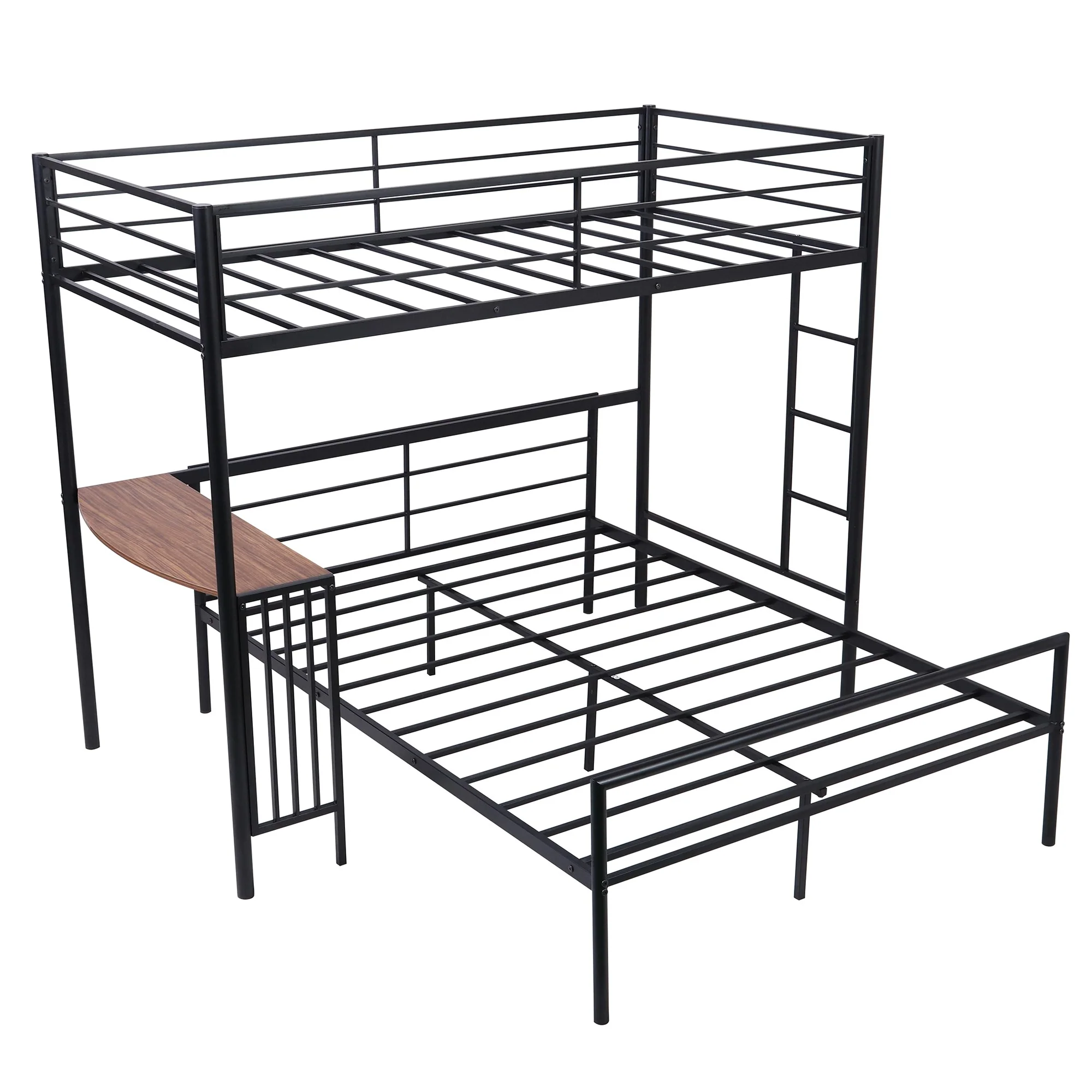 White Twin Over Full Size Metal Bunk Bed With Desk By Homeroots - Image 13