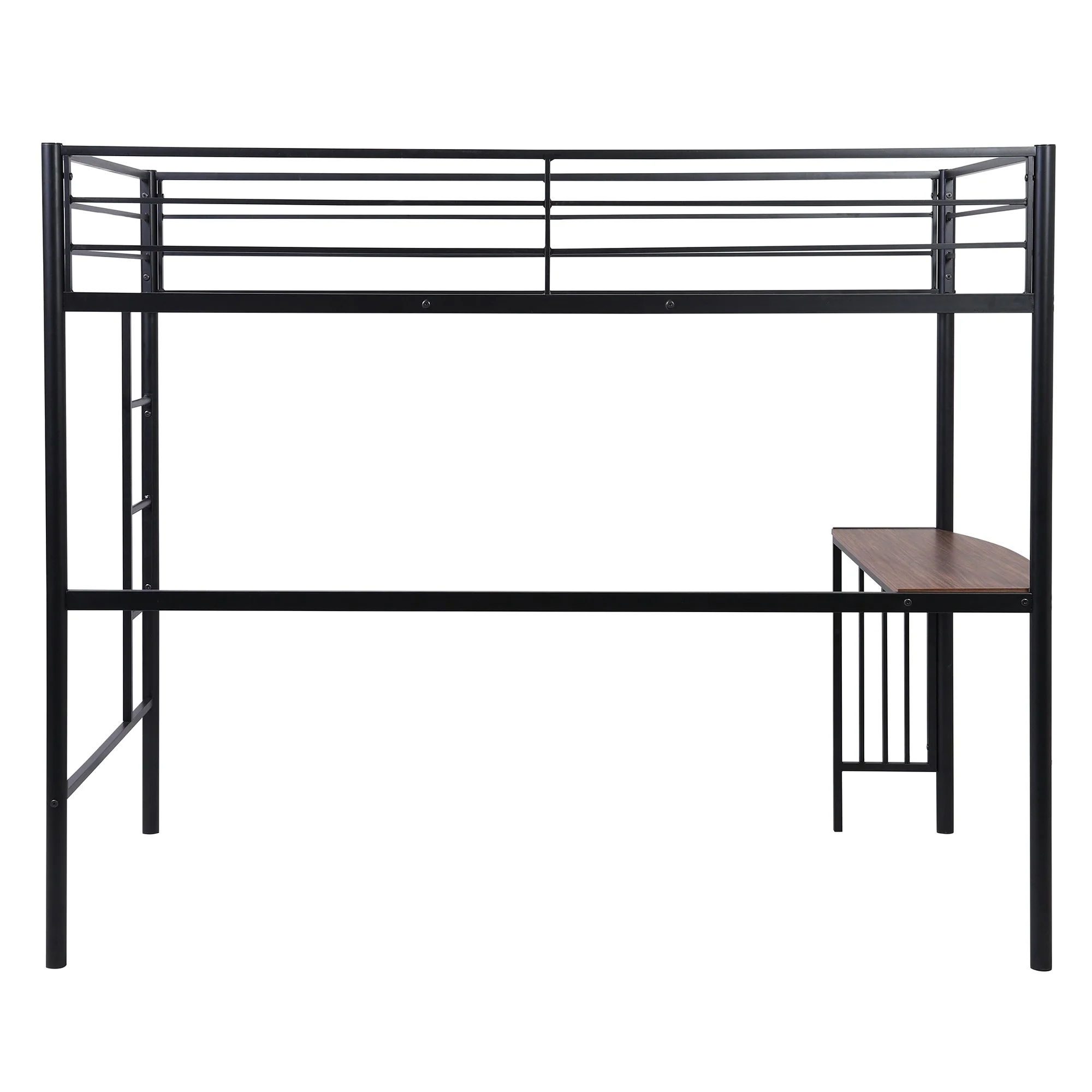 White Twin Over Full Size Metal Bunk Bed With Desk By Homeroots - Image 14