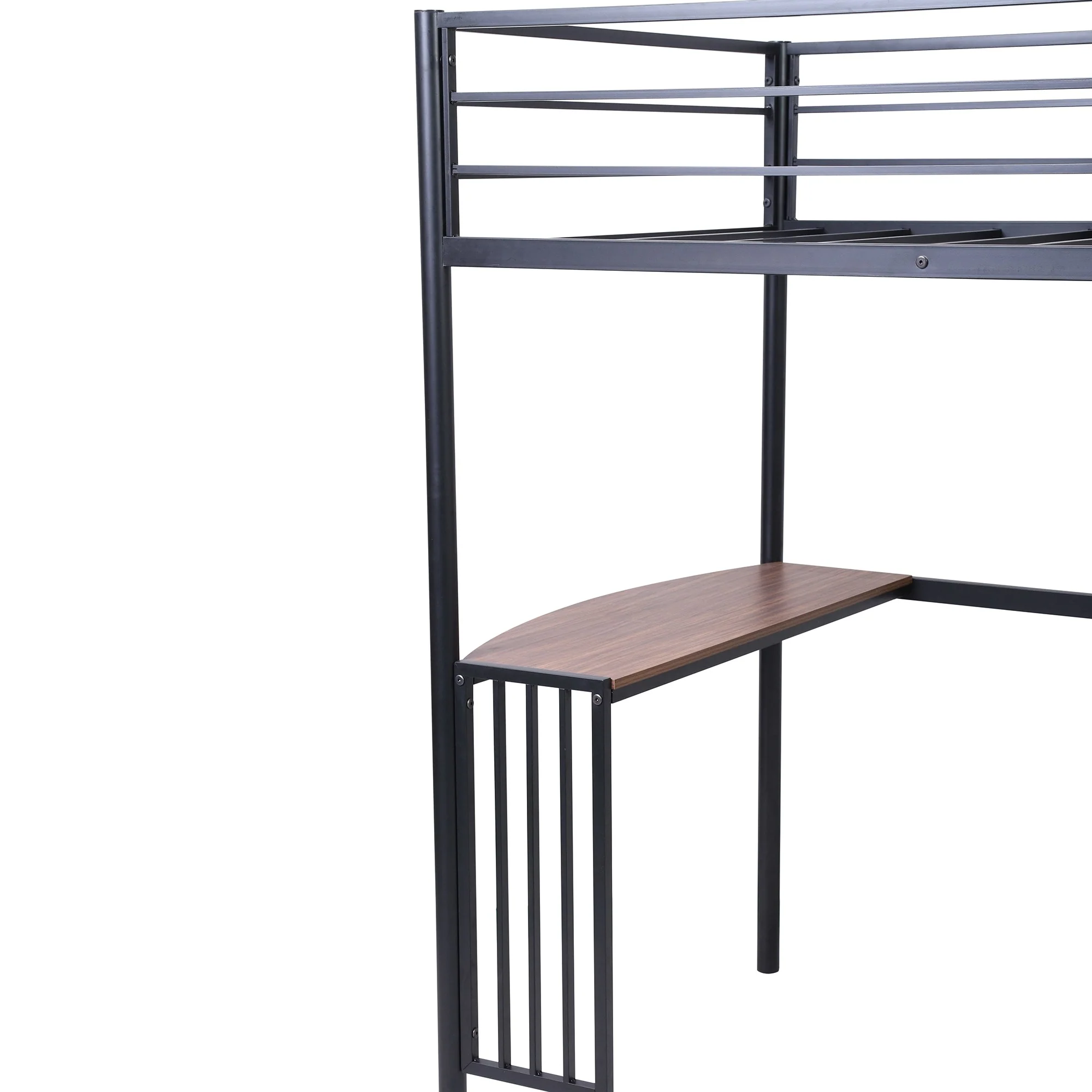 White Twin Over Full Size Metal Bunk Bed With Desk By Homeroots - Image 15