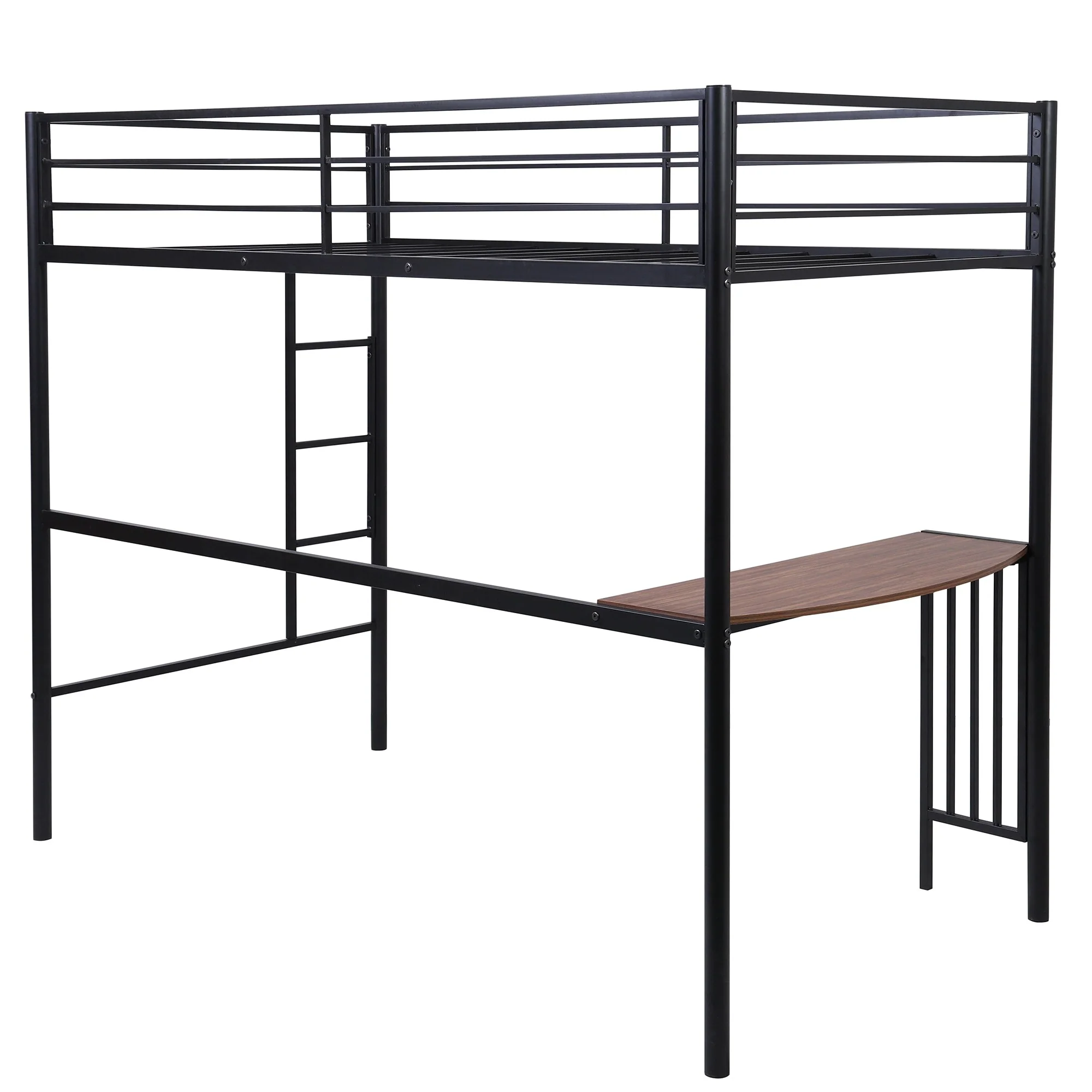 White Twin Over Full Size Metal Bunk Bed With Desk By Homeroots - Image 17