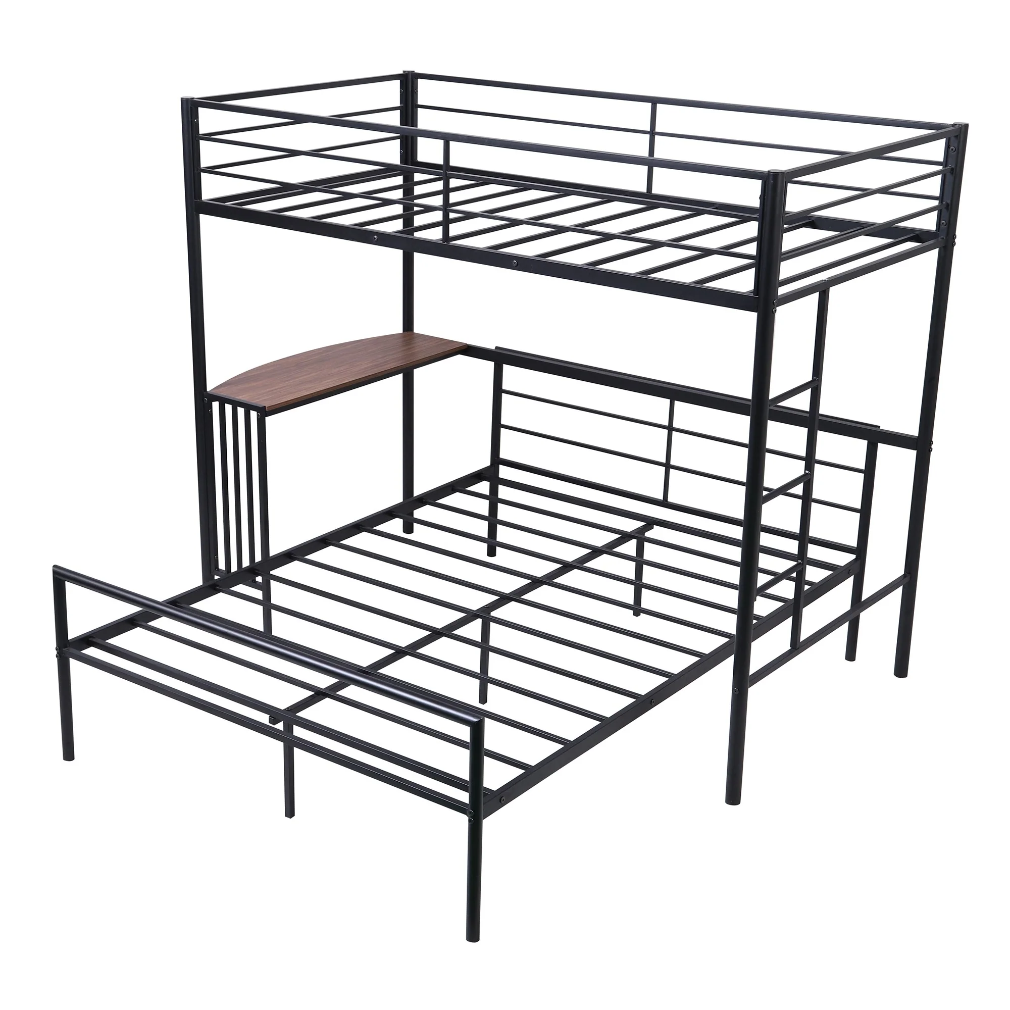 White Twin Over Full Size Metal Bunk Bed With Desk By Homeroots - Image 18