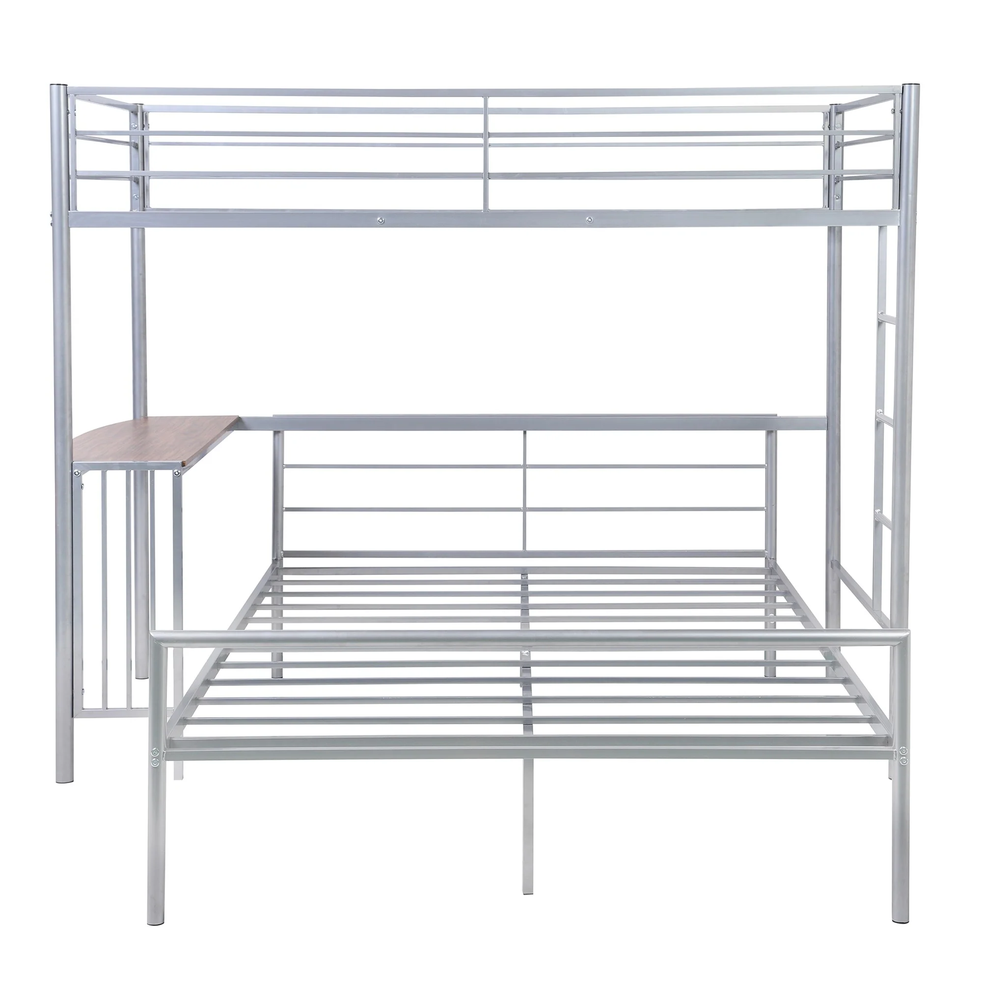 White Twin Over Full Size Metal Bunk Bed With Desk By Homeroots - Image 23