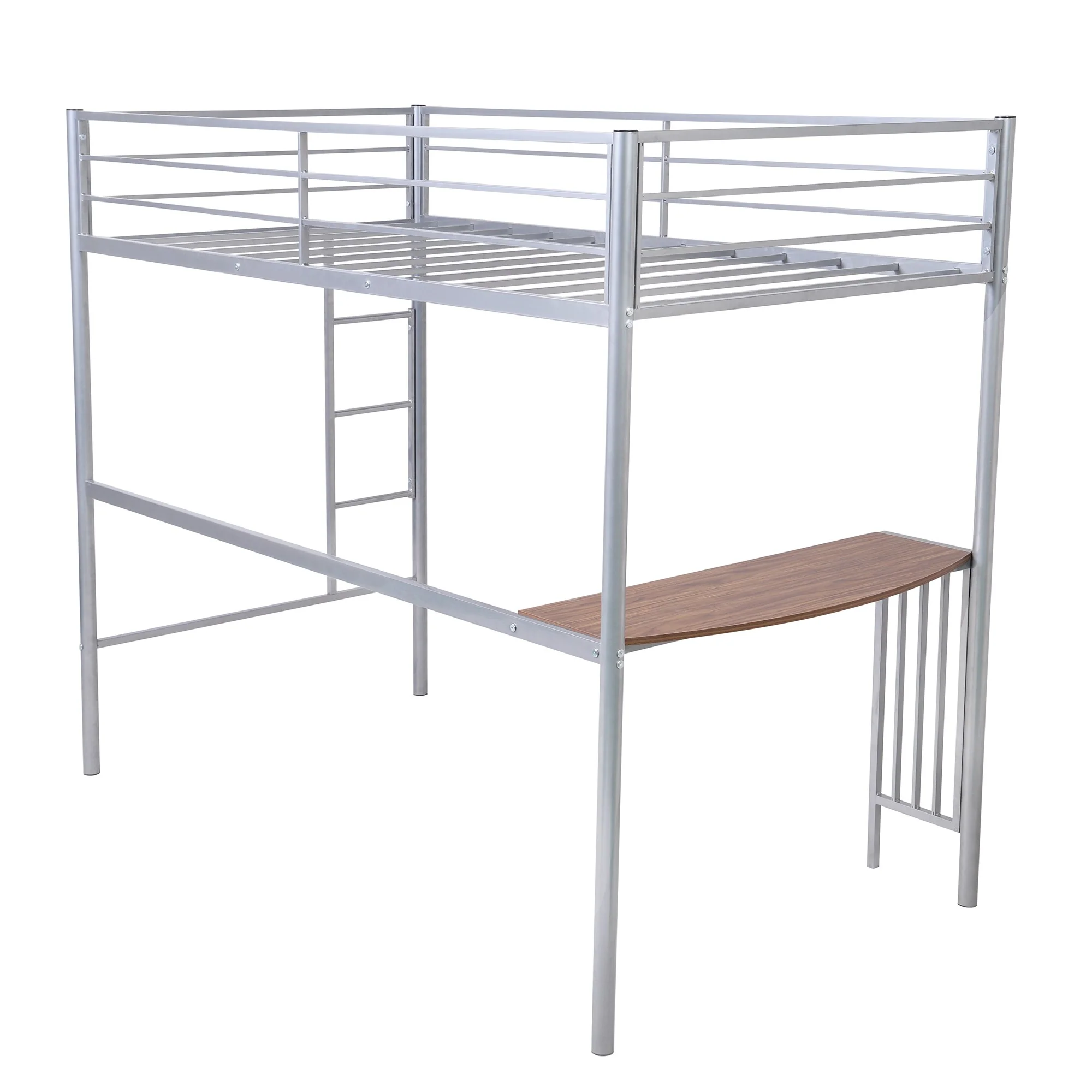 White Twin Over Full Size Metal Bunk Bed With Desk By Homeroots - Image 24
