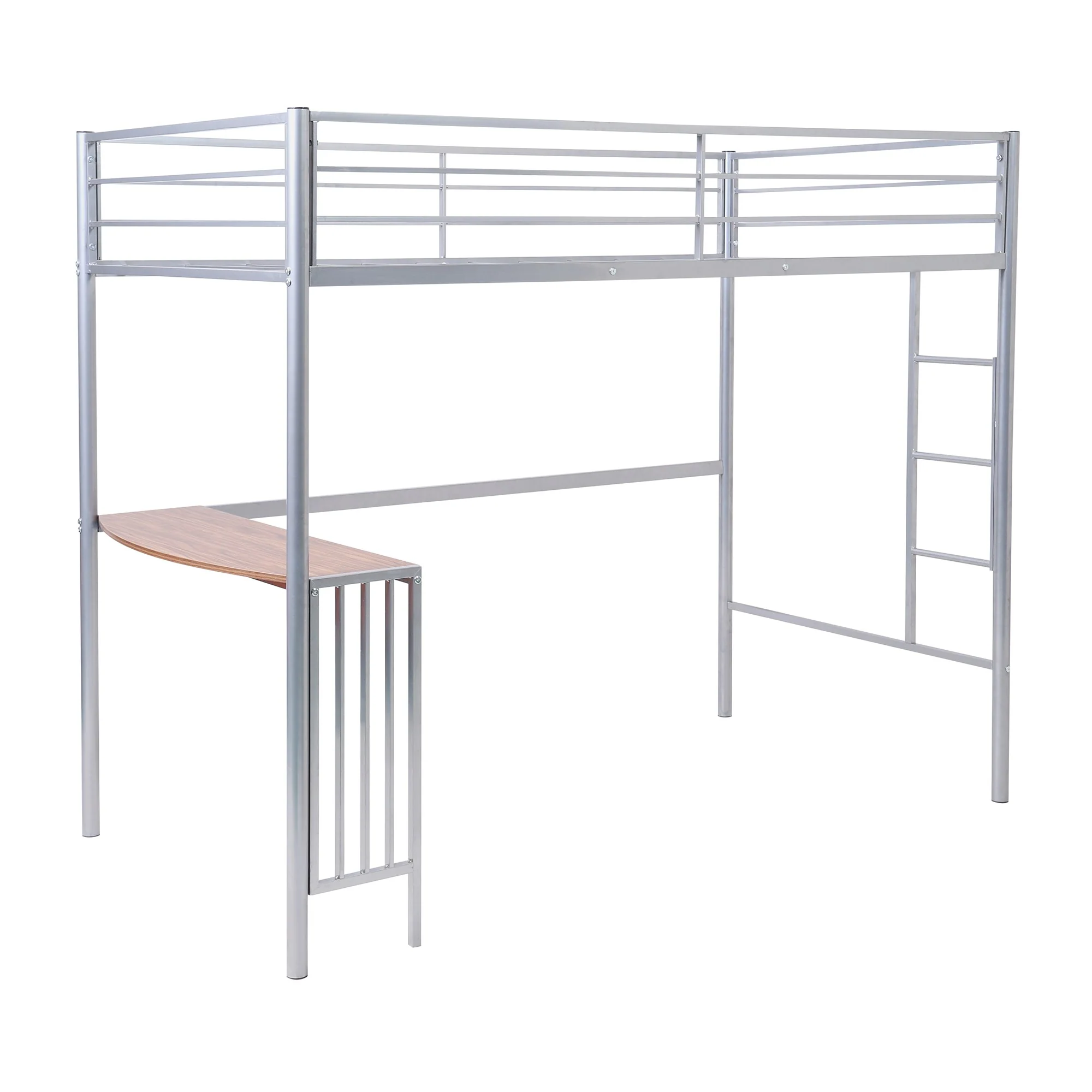 White Twin Over Full Size Metal Bunk Bed With Desk By Homeroots - Image 26