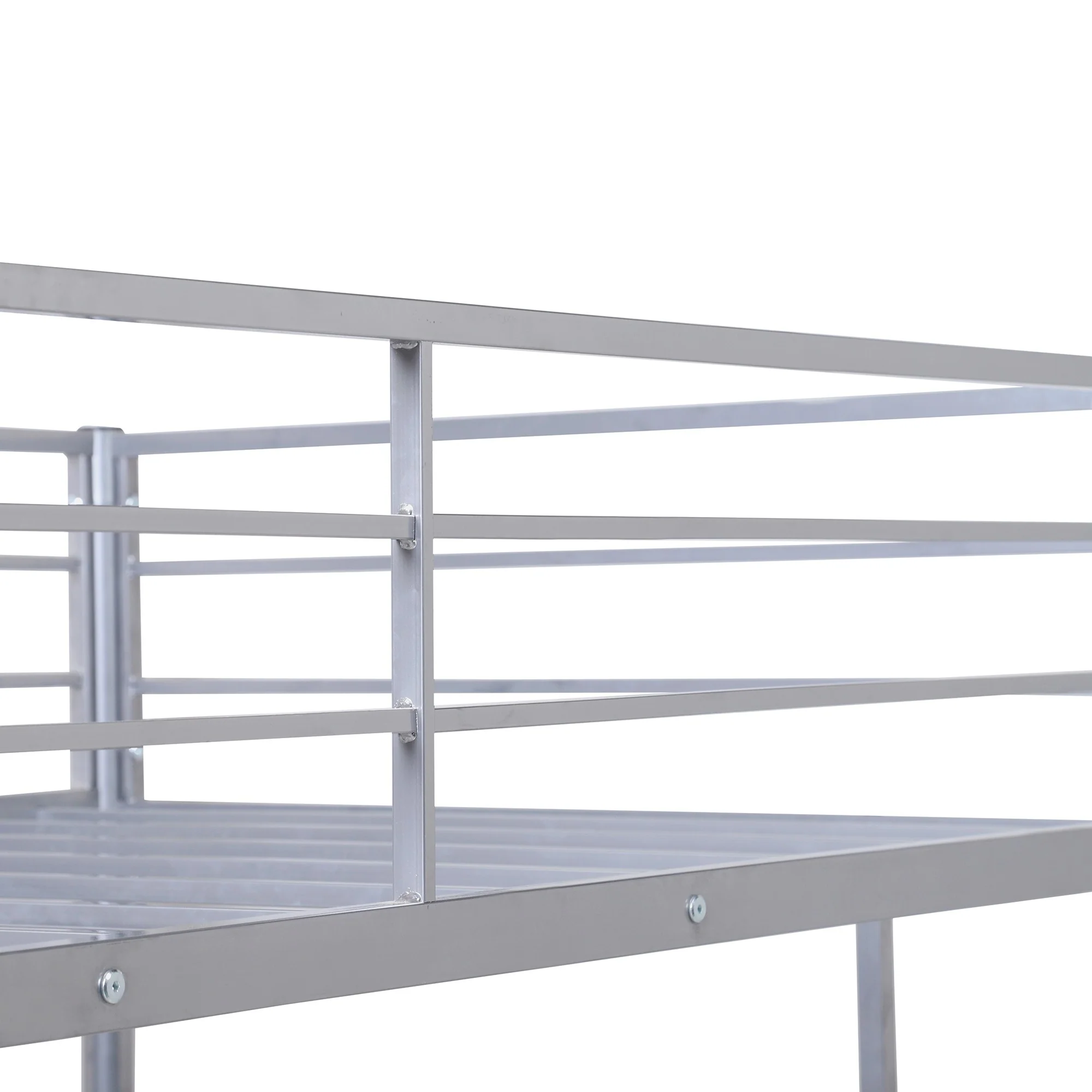 White Twin Over Full Size Metal Bunk Bed With Desk By Homeroots - Image 27