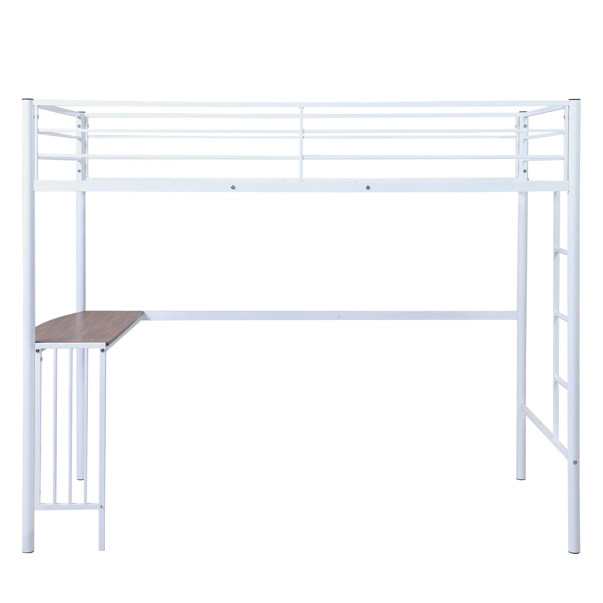 White Twin Over Full Size Metal Bunk Bed With Desk By Homeroots - Image 8