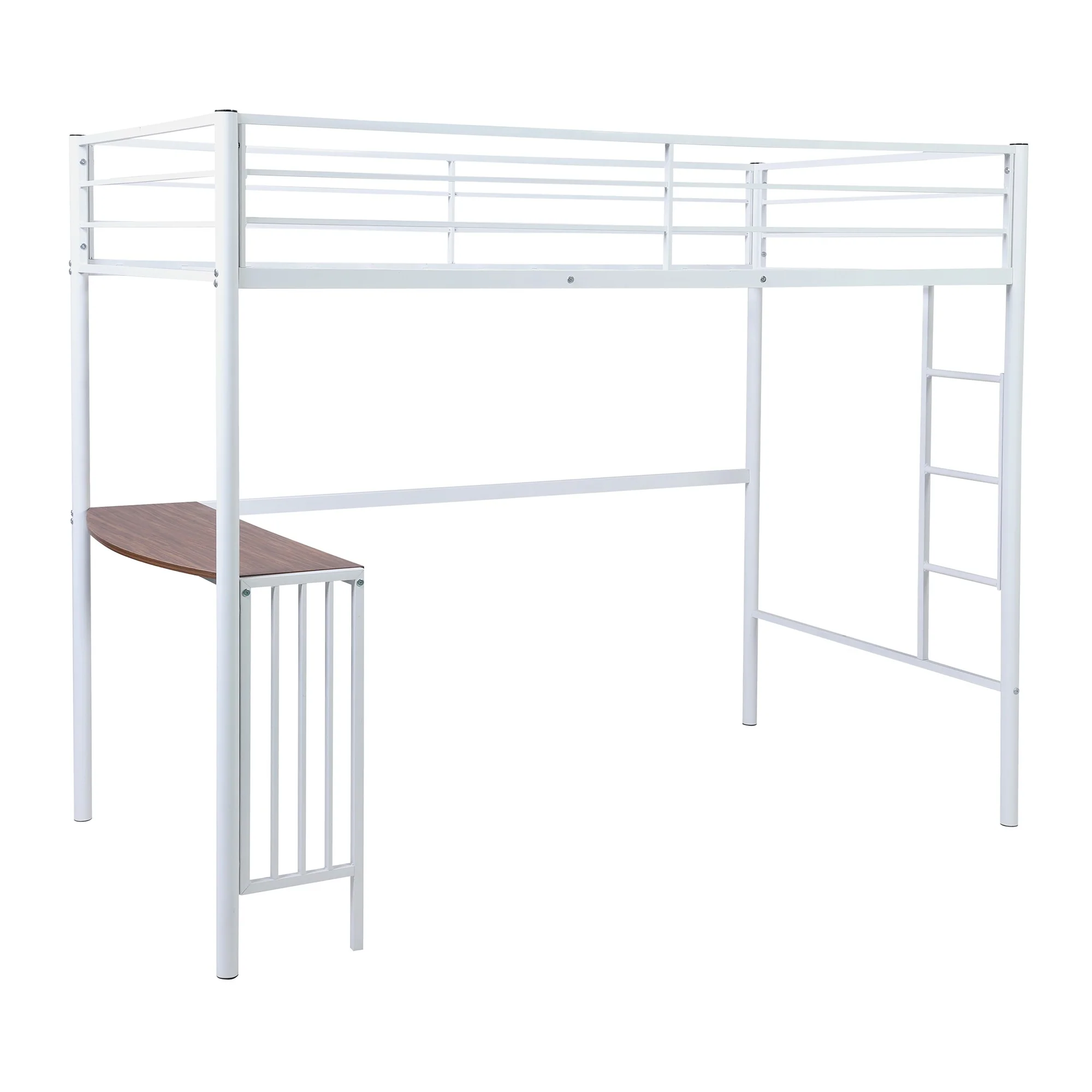 White Twin Over Full Size Metal Bunk Bed With Desk By Homeroots - Image 9