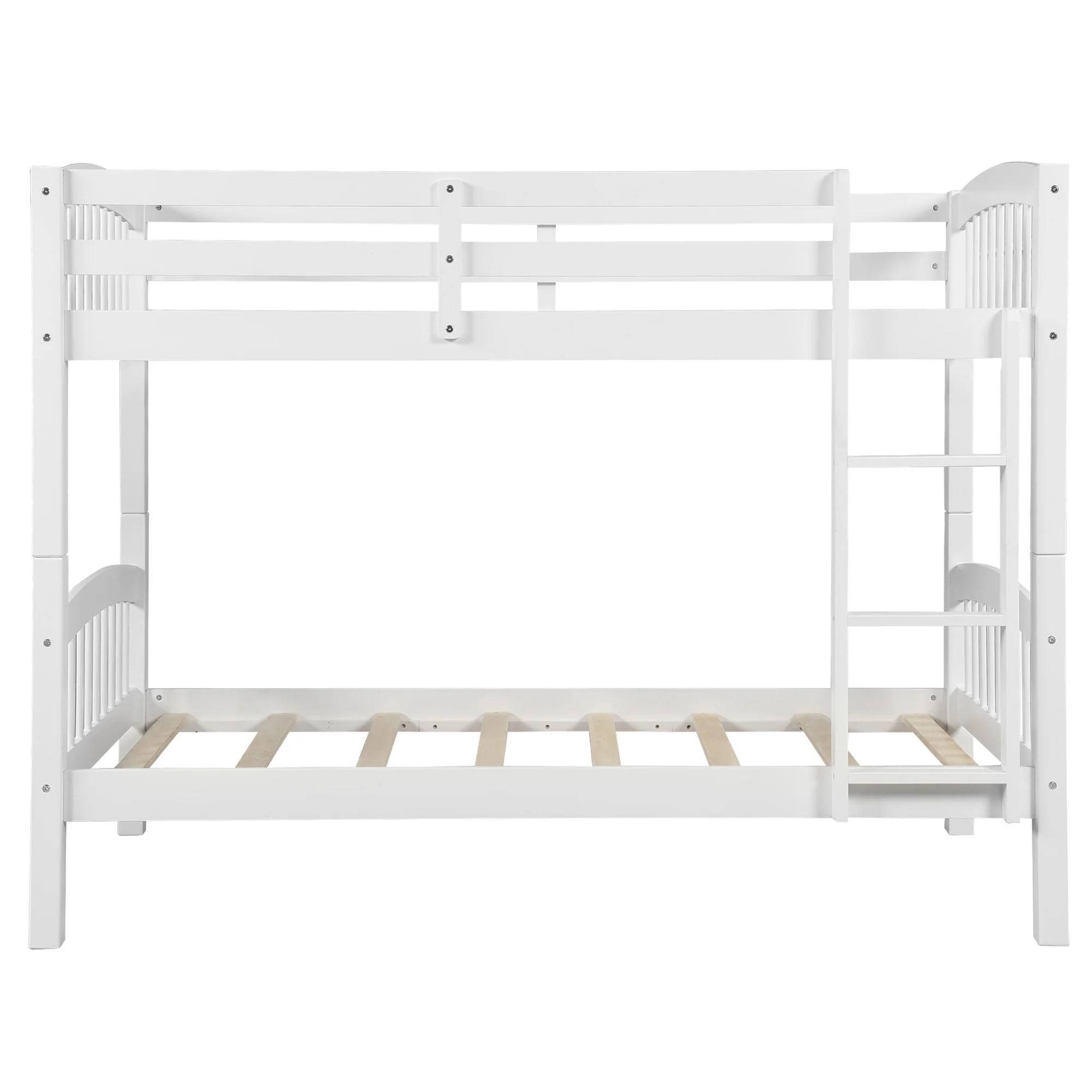 White Twin Over Twin Bunk Bed By Homeroots - Image 5