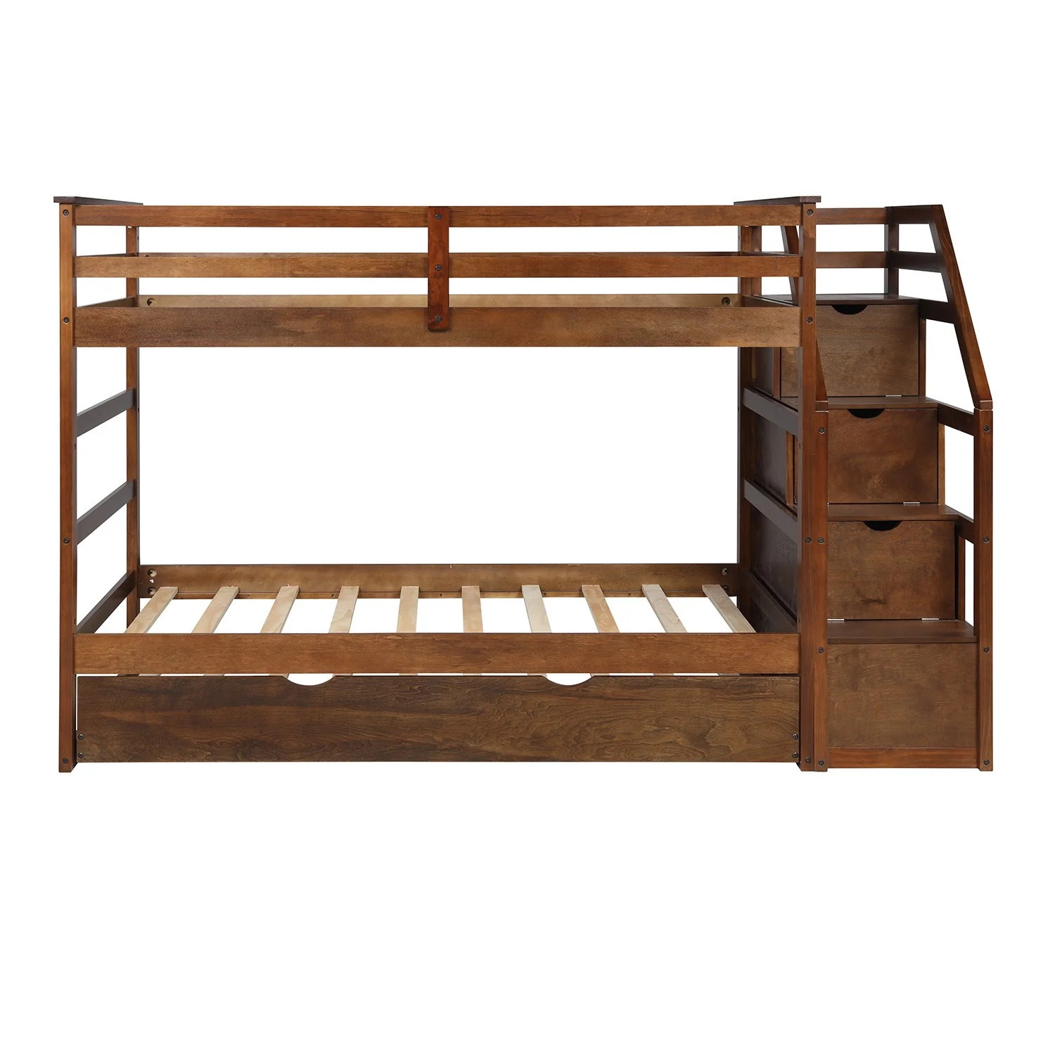 White Twin Over Twin Bunk Bed With Trundle By Homeroots - Image 13